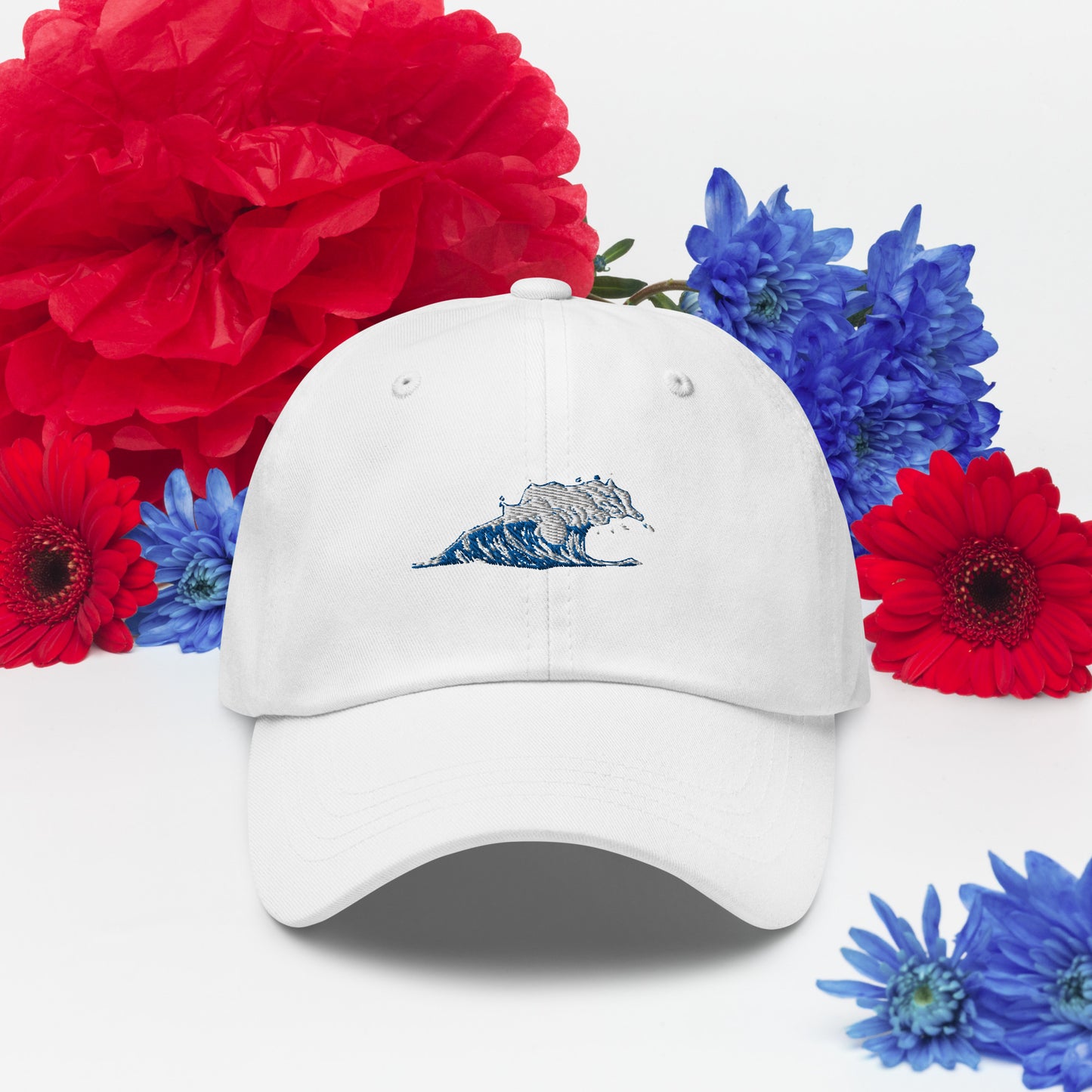 Blue Wave Surfer Hat Surf Ocean Wave Classic Style Ball Cap Embroidered