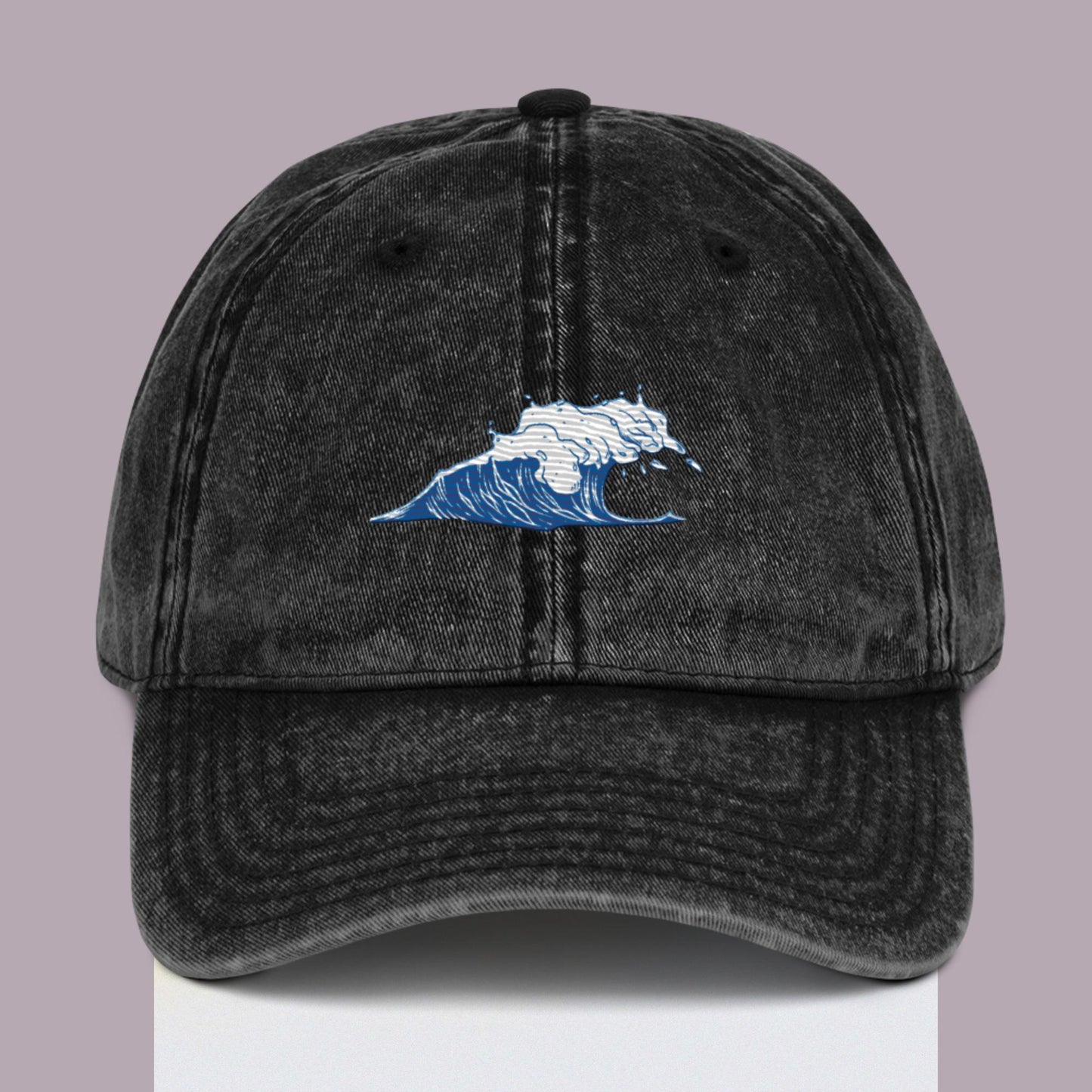 Ocean Lover Blue Wave Surfer Ocean Wave Vintage Style Ball Cap Hat Embroidered