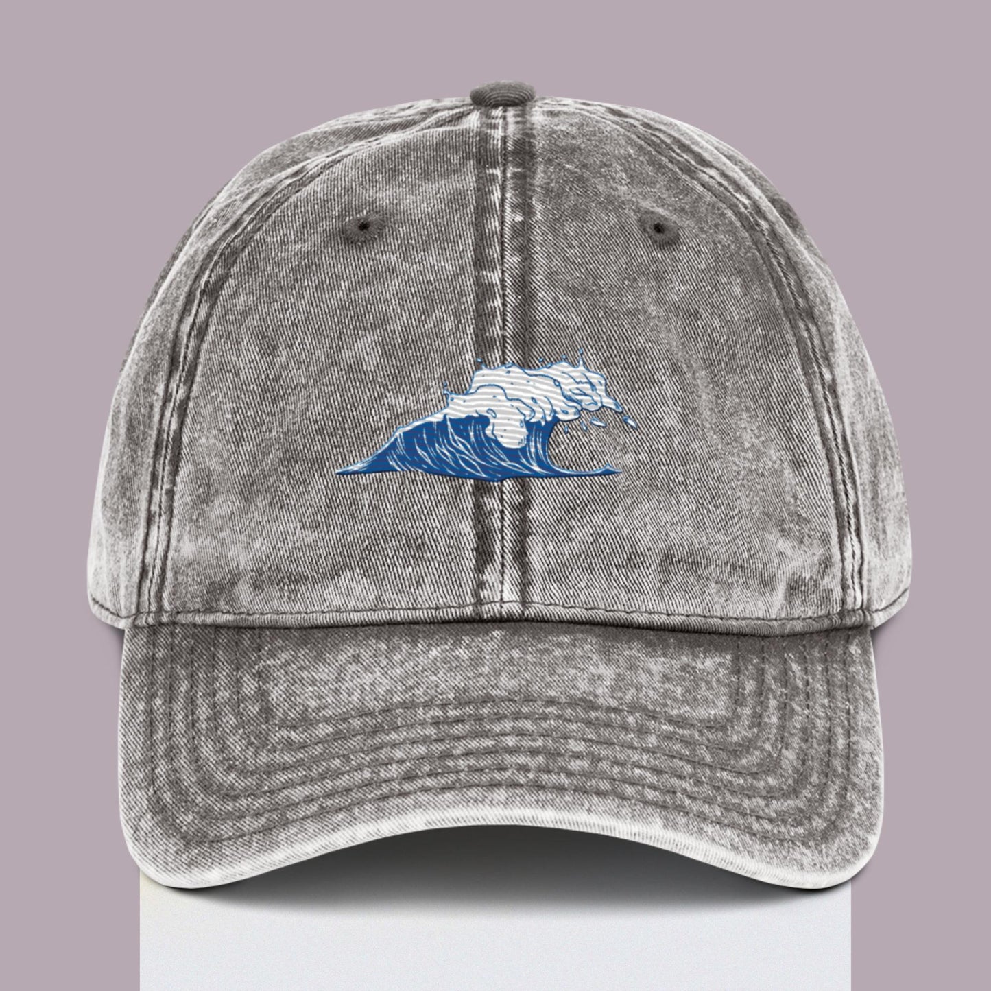 Ocean Lover Blue Wave Surfer Ocean Wave Vintage Style Ball Cap Hat Embroidered