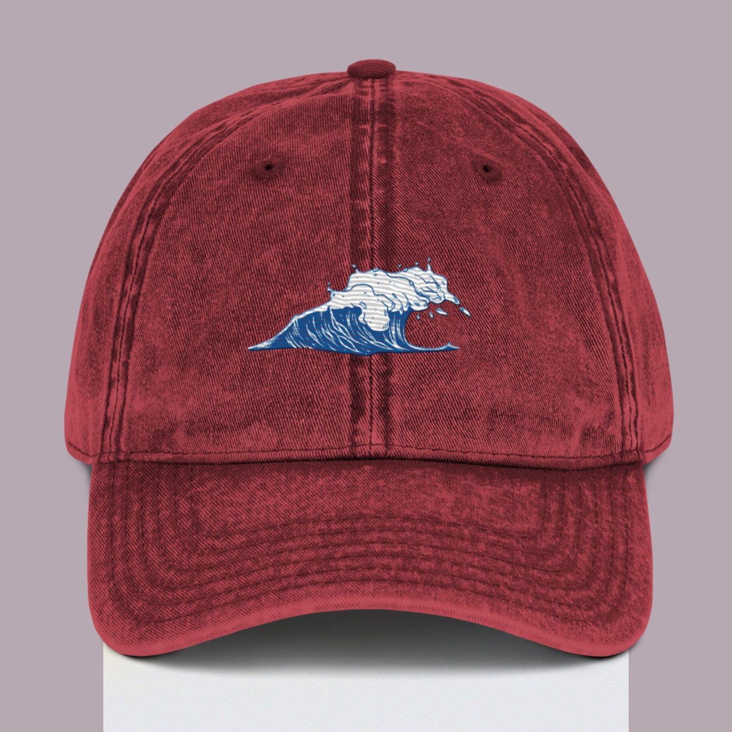 Ocean Lover Blue Wave Surfer Ocean Wave Vintage Style Ball Cap Hat Embroidered