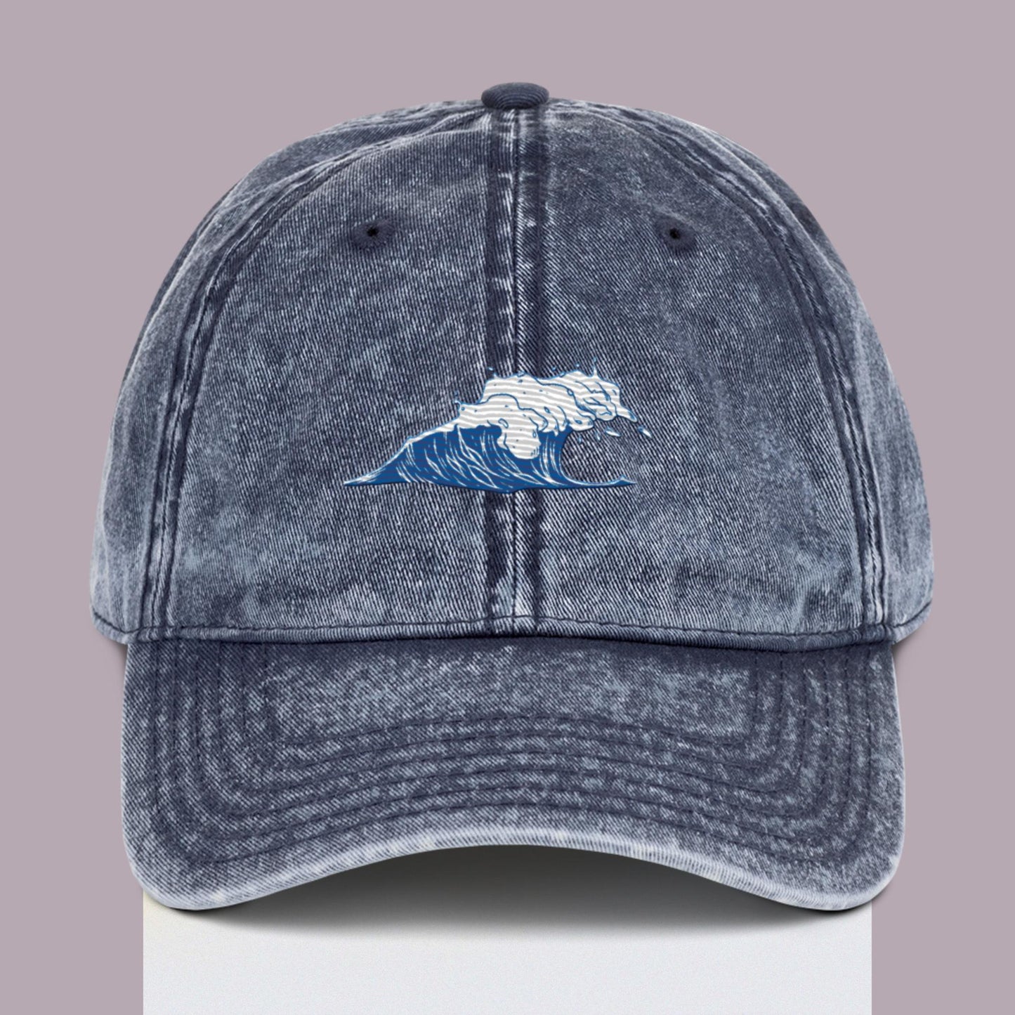 Ocean Lover Blue Wave Surfer Ocean Wave Vintage Style Ball Cap Hat Embroidered