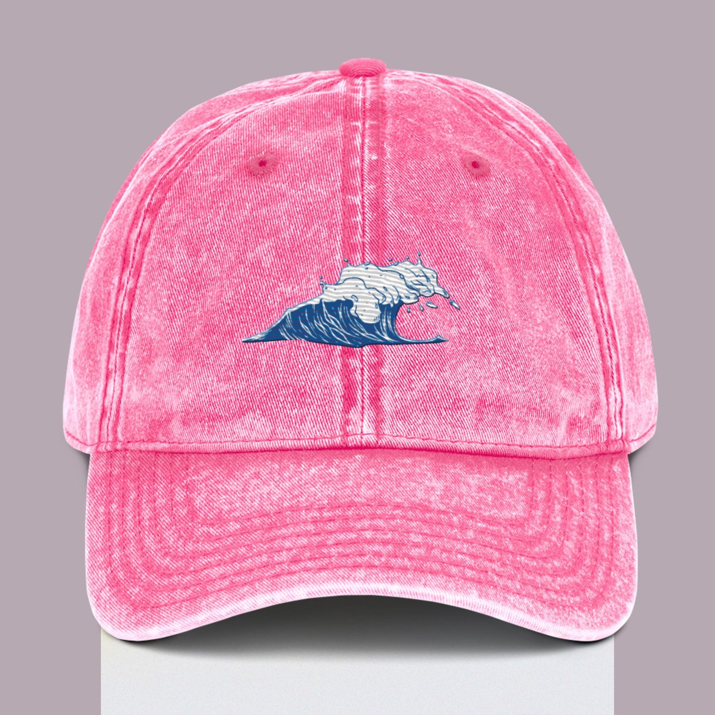Ocean Lover Blue Wave Surfer Ocean Wave Vintage Style Ball Cap Hat Embroidered
