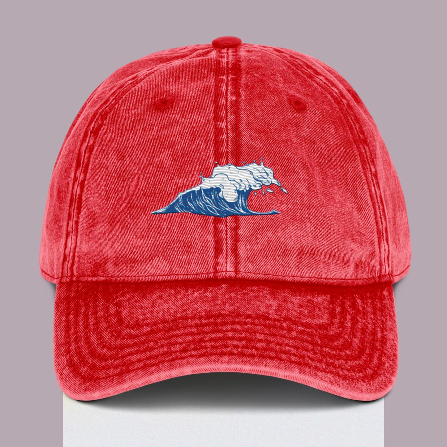 Ocean Lover Blue Wave Surfer Ocean Wave Vintage Style Ball Cap Hat Embroidered