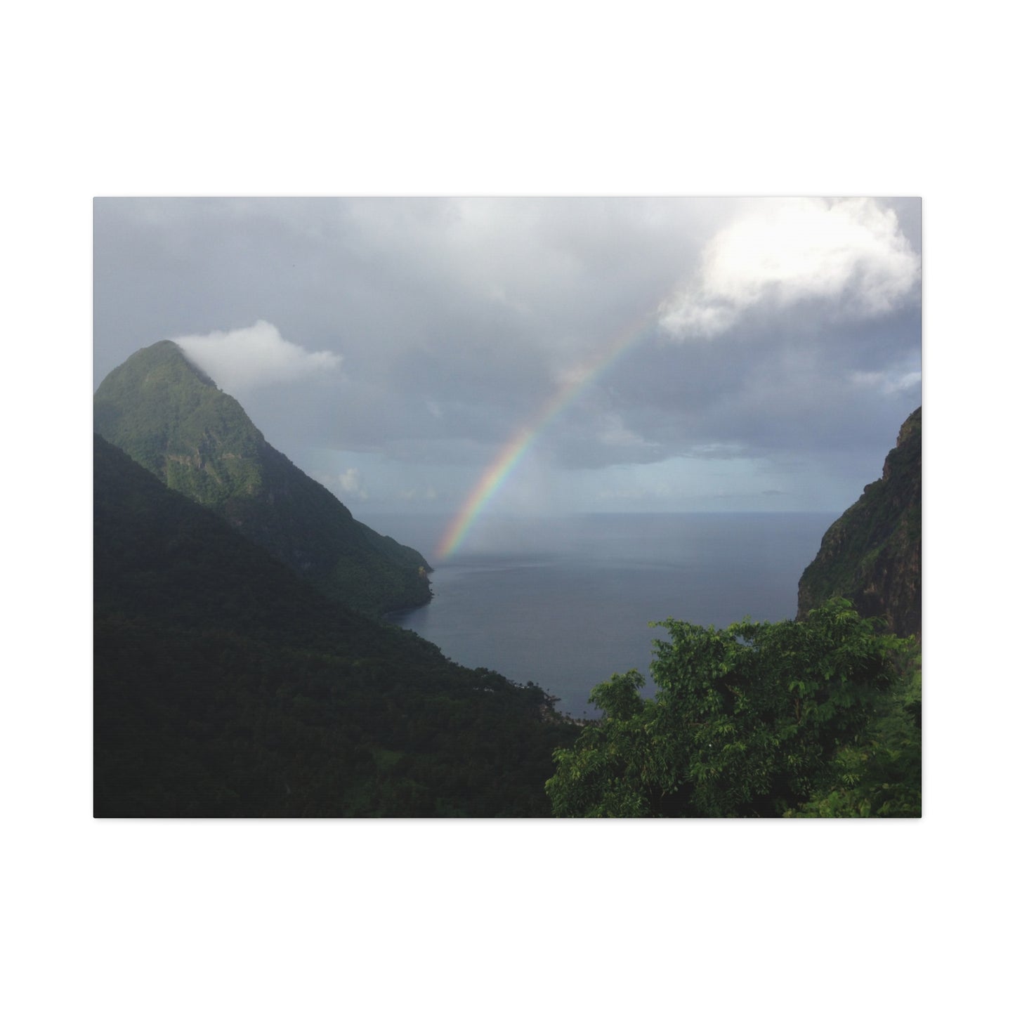 St. Lucia Pitons Rainbow Canvas Art | Caribbean Landscape Photography