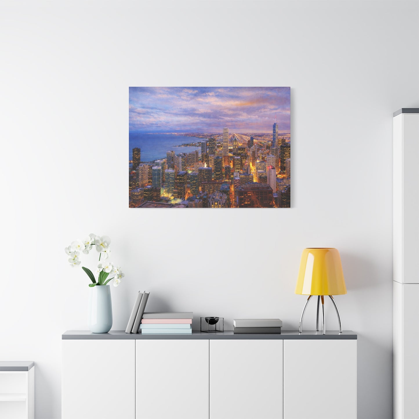 Chicago Skyline Canvas Wall Art – Sunset Cityscape Print, Downtown Chicago Decor, Urban Skyline Wall Decor