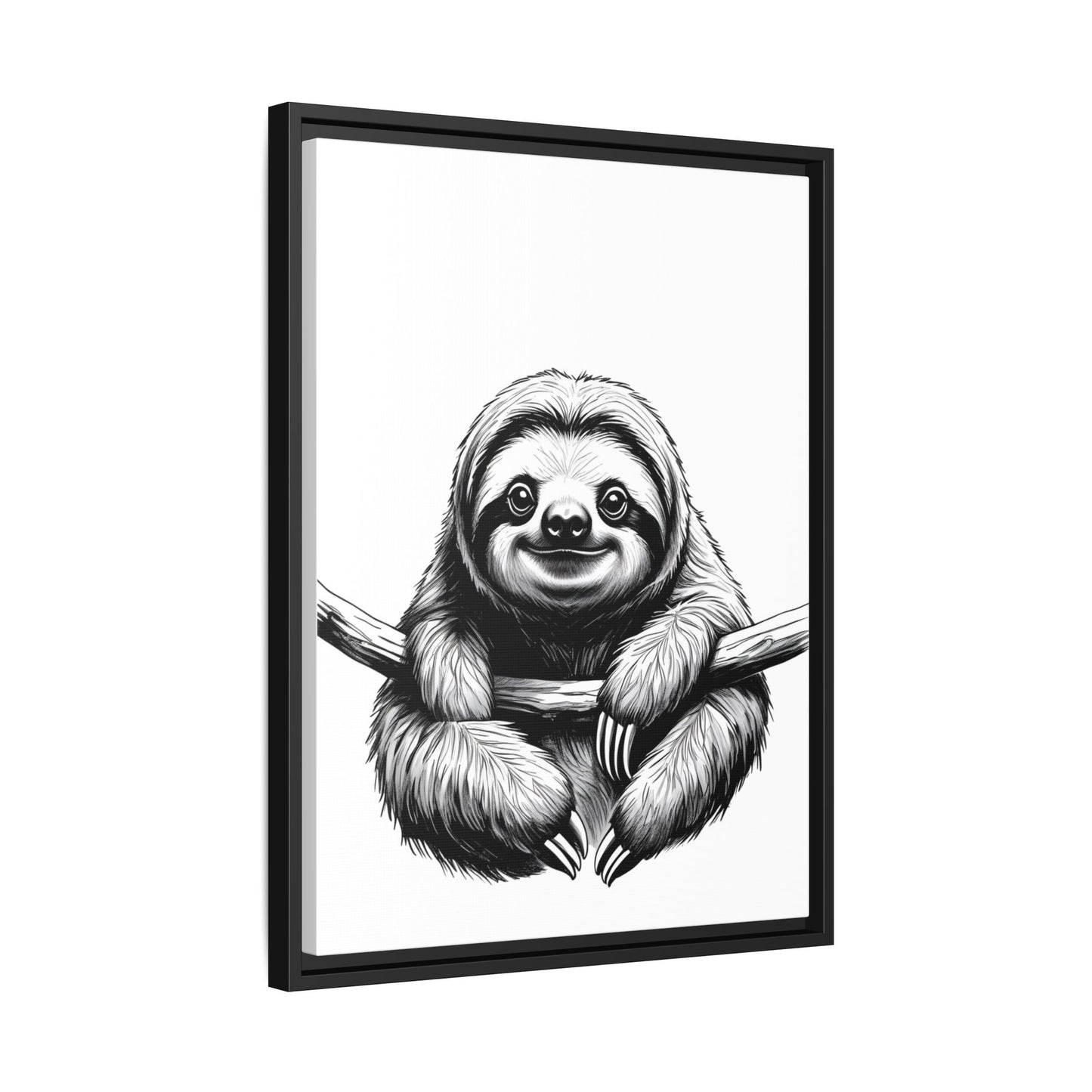 Adorable Sloth Hanging from Tree Branch Black & White Animal Wall Art, Cute Sloth Print, Jungle Theme Nursery Decor, Baby Shower Gift