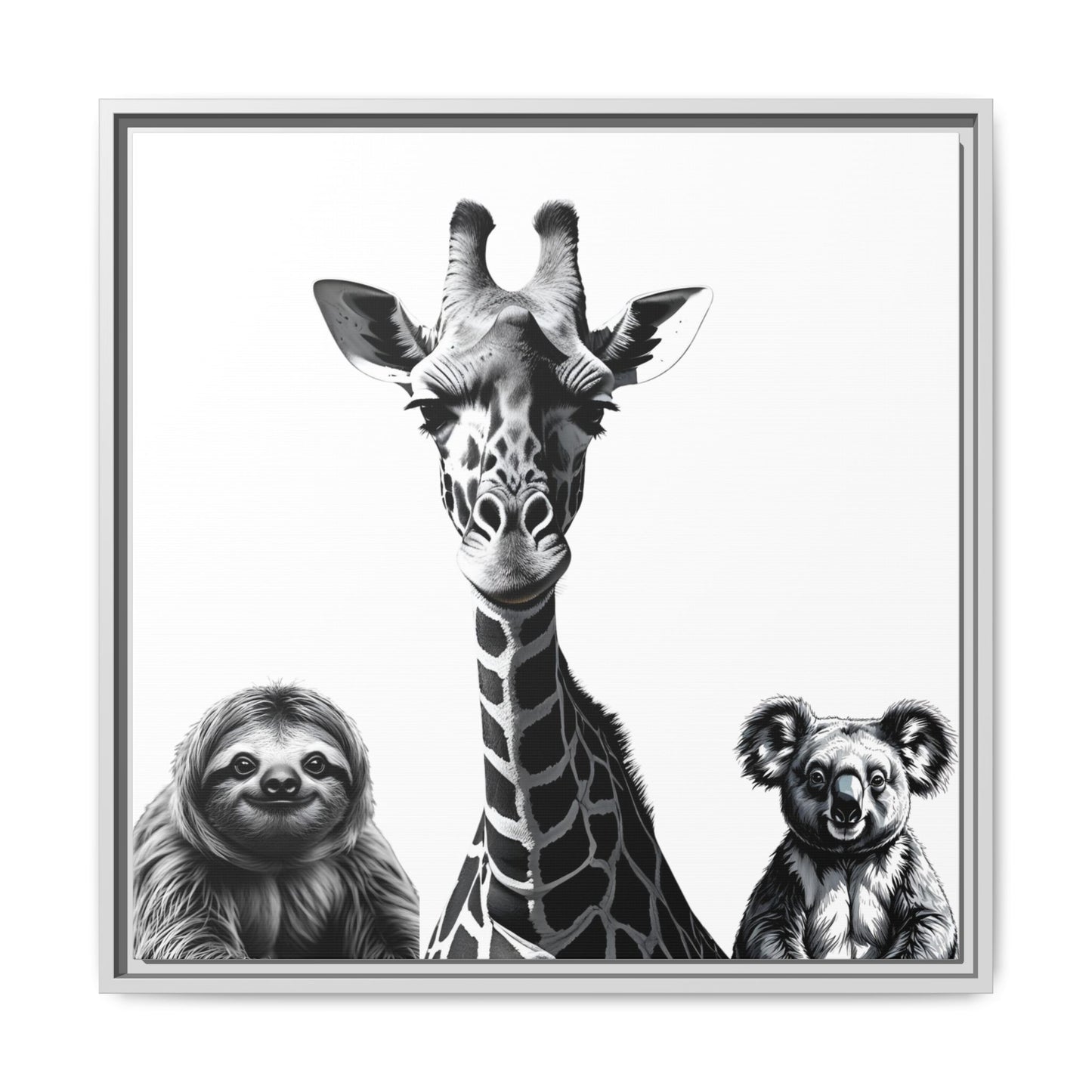 playful animal giraffe, sloth, koala print