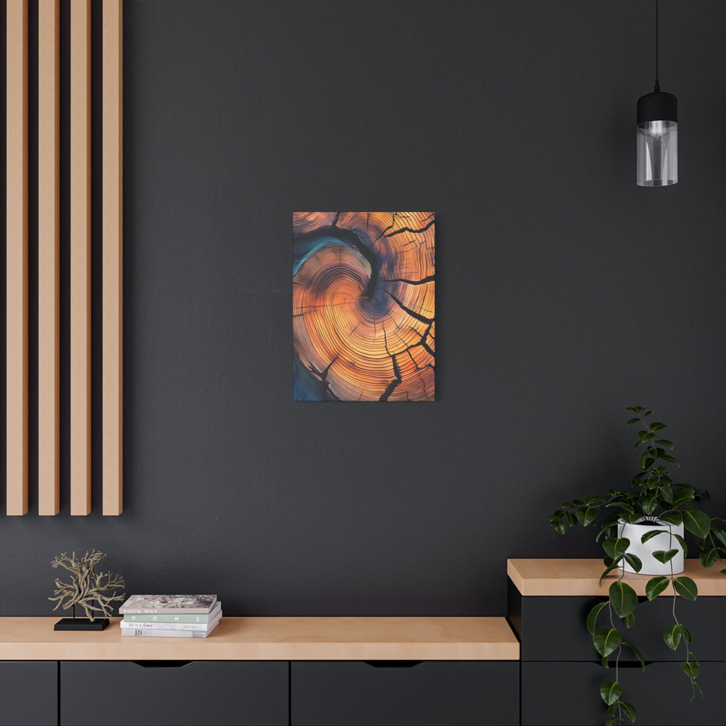 Colorful Wood Ring Canvas Wall Art, Abstract Tree Slice Print, Modern Rustic Decor, Vibrant Tree Rings Art on Canvas, Earthy Boho Wall Print