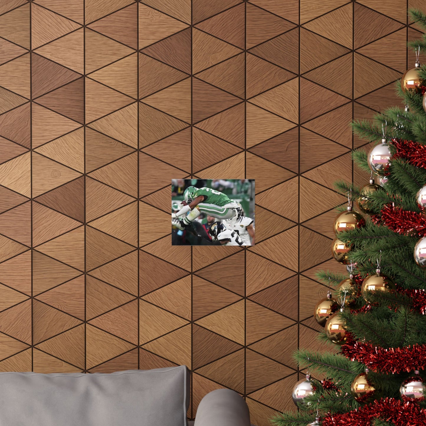 Saquon Barkley Reverse Hurdle Poster for Eagles Fan Cave Matte Horizontal Print Football NFL Gift Wall Art Decor Mantle Decor