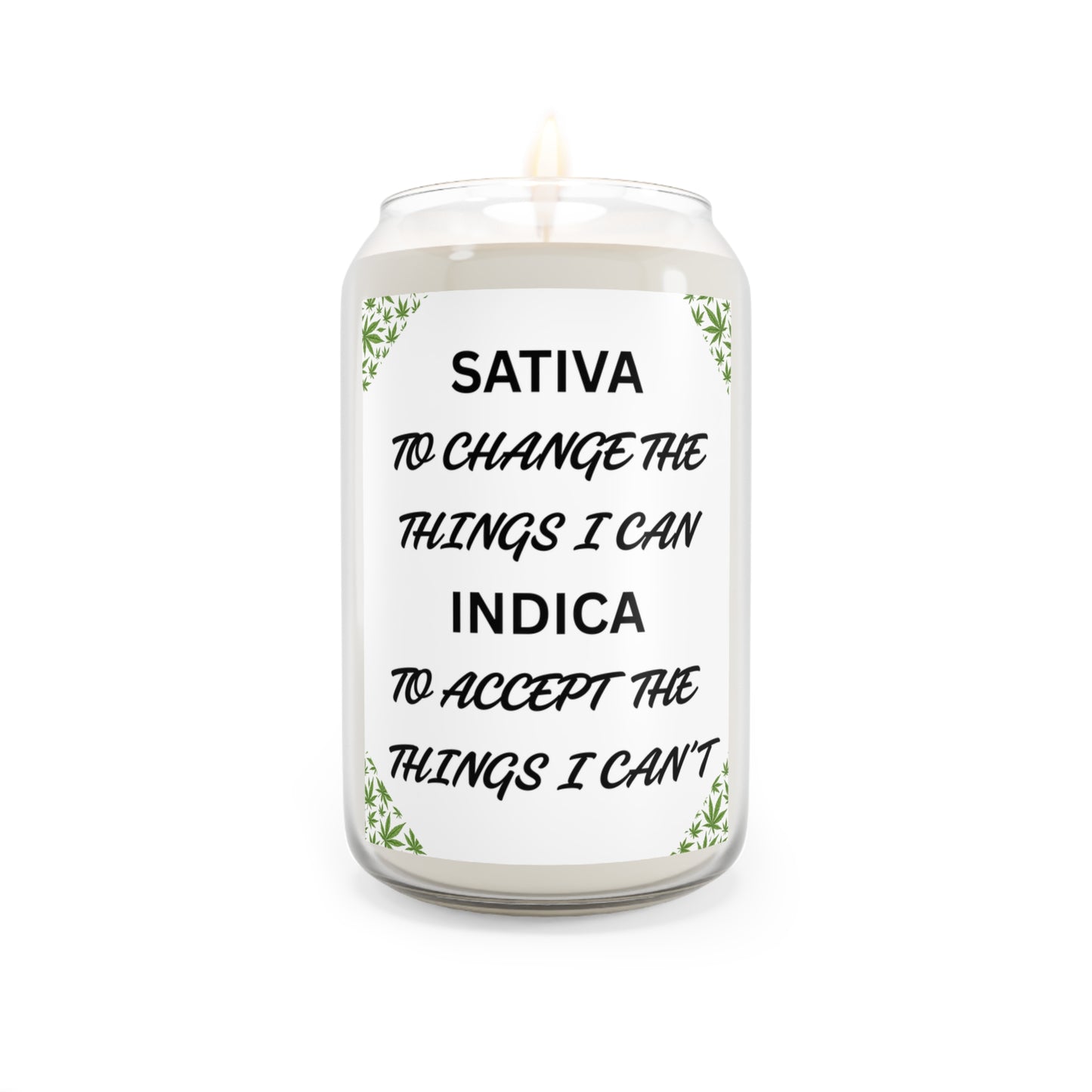 Sativa Indica Candle | Funny Weed Cannabis Lover Gift | Inspirational Candle for Relaxation & Motivation