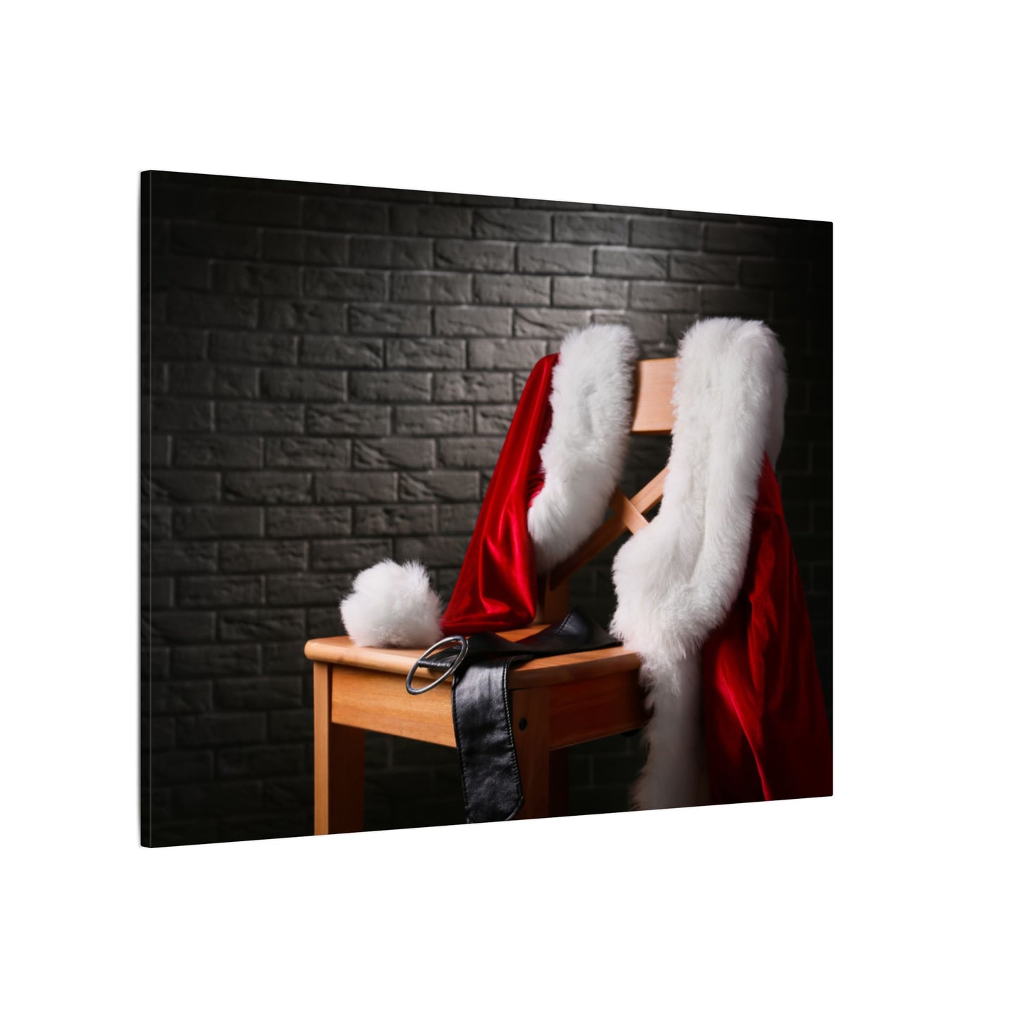 Canvas Wall Art, Santa Claus Belt Jacket Hat Festive Holiday Decor, Christmas Print