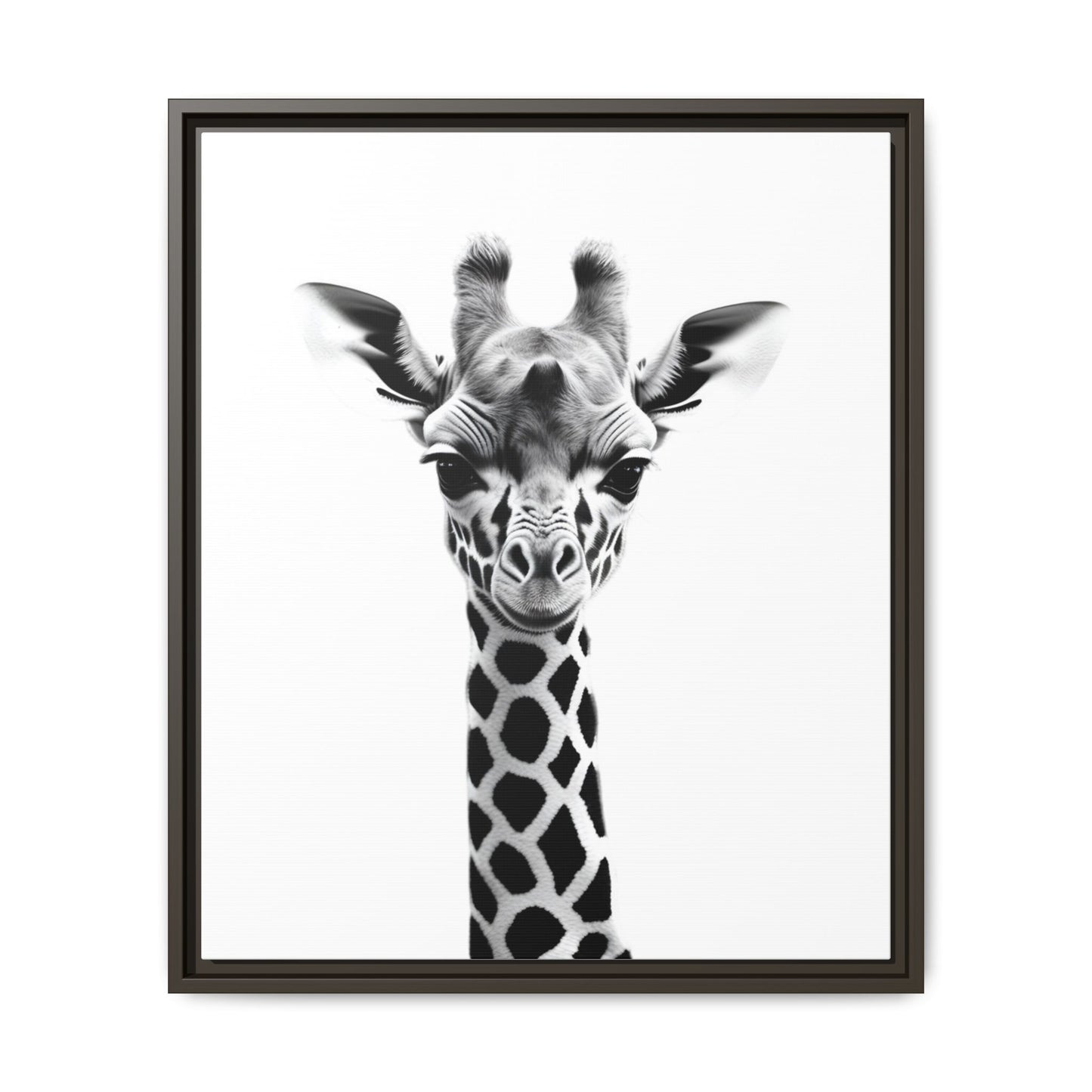 Baby Giraffe Wall Art Black & White Wildlife Photography Print, Cute Giraffe Lover Gift
