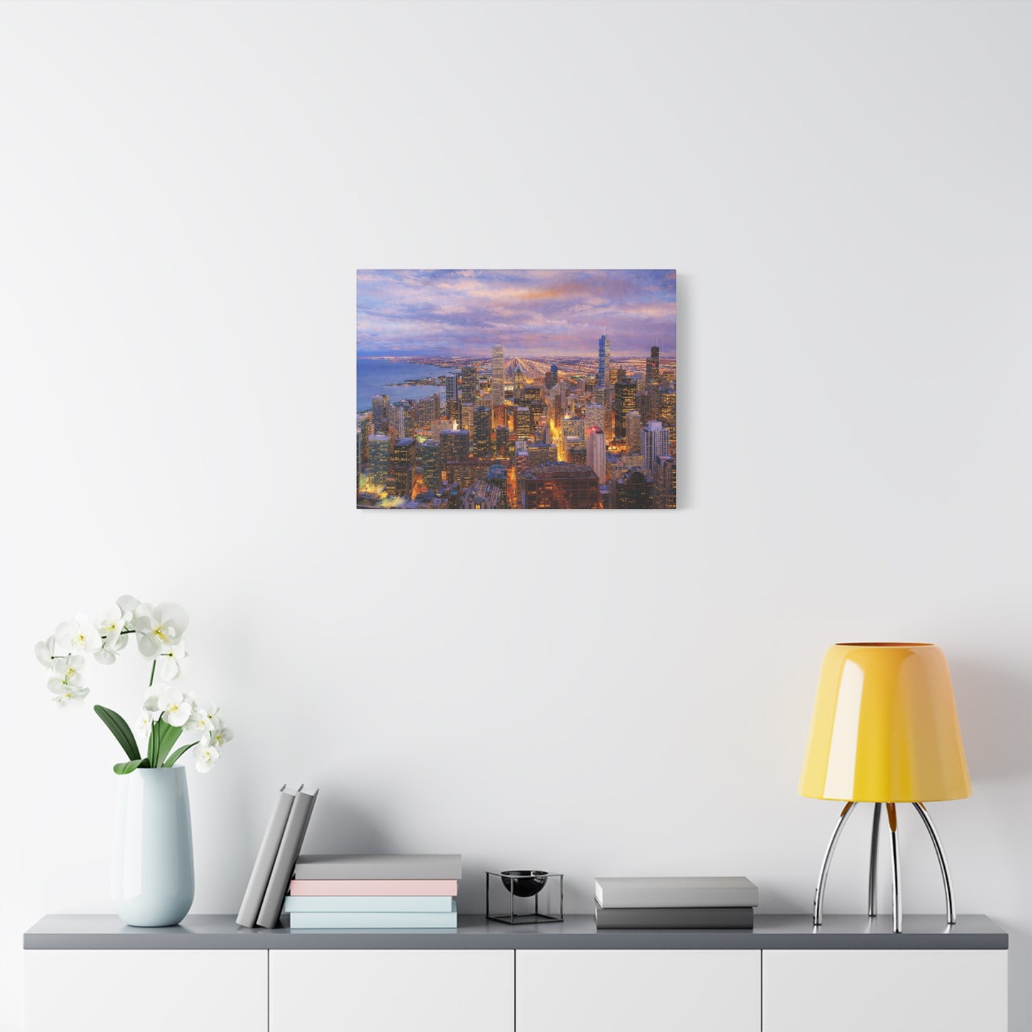 Chicago Skyline Canvas Wall Art – Sunset Cityscape Print, Downtown Chicago Decor, Urban Skyline Wall Decor