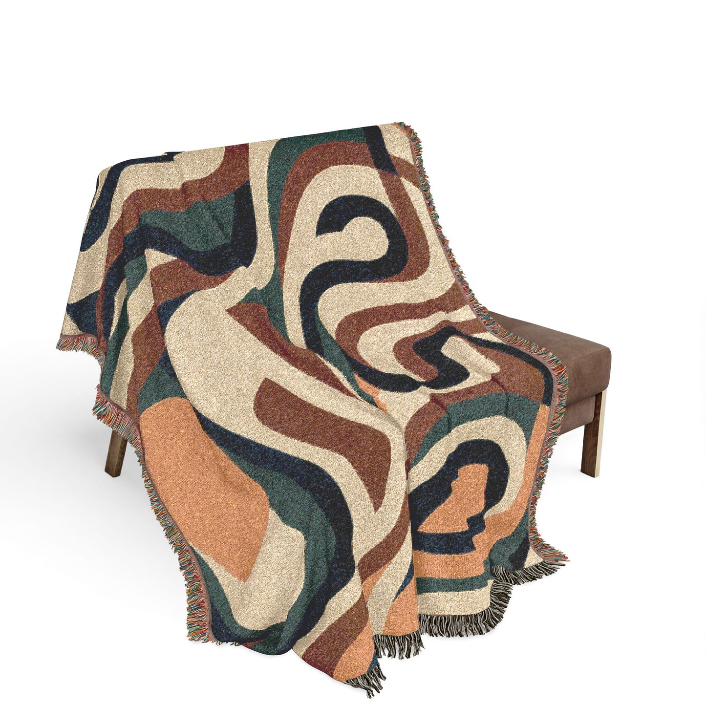 Retro Abstract Woven Blanket – Mid-Century Boho Throw for Couch & Wall Décor