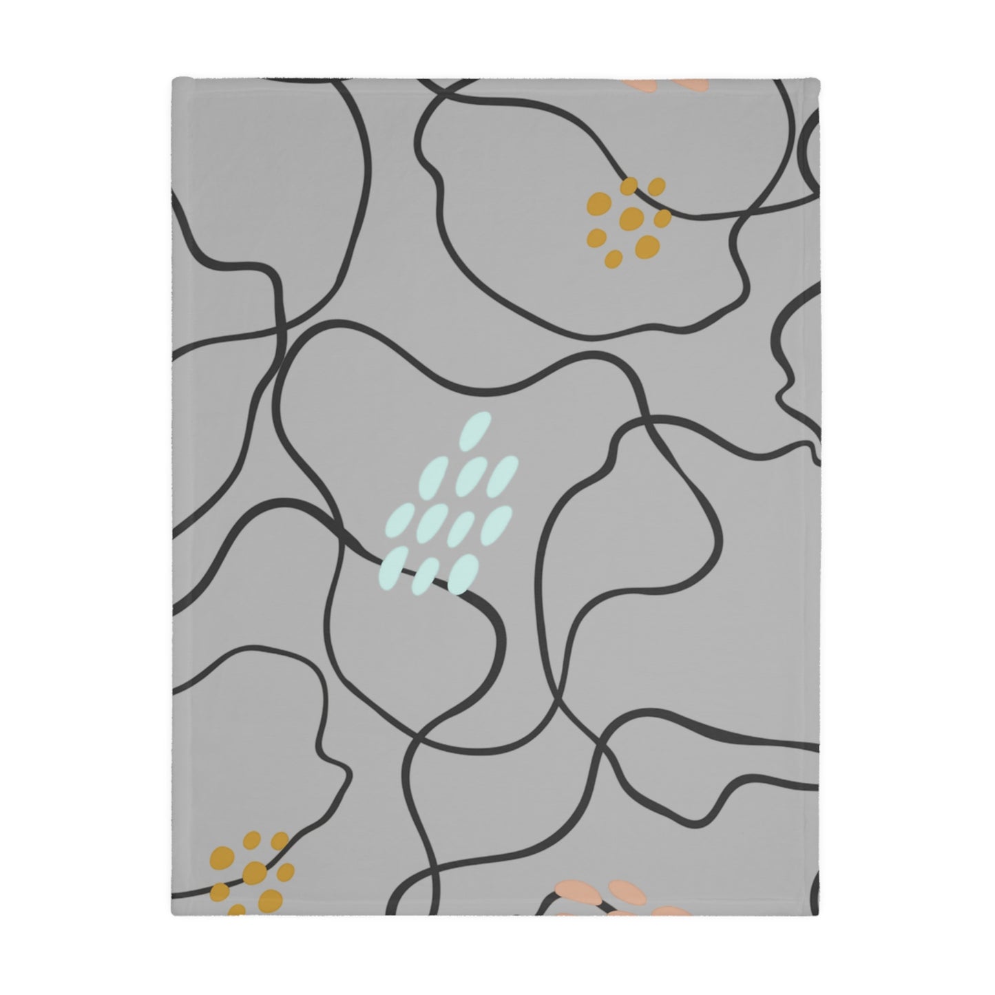 Abstract Line Art Floral Velveteen Blanket | Microfiber Two-Sided Print
