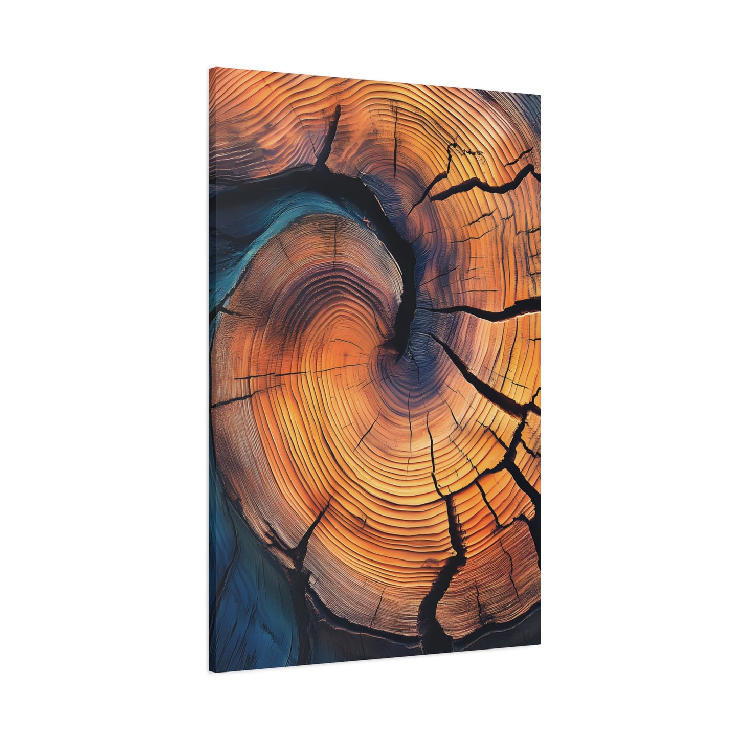 Colorful Wood Ring Canvas Wall Art, Abstract Tree Slice Print, Modern Rustic Decor, Vibrant Tree Rings Art on Canvas, Earthy Boho Wall Print