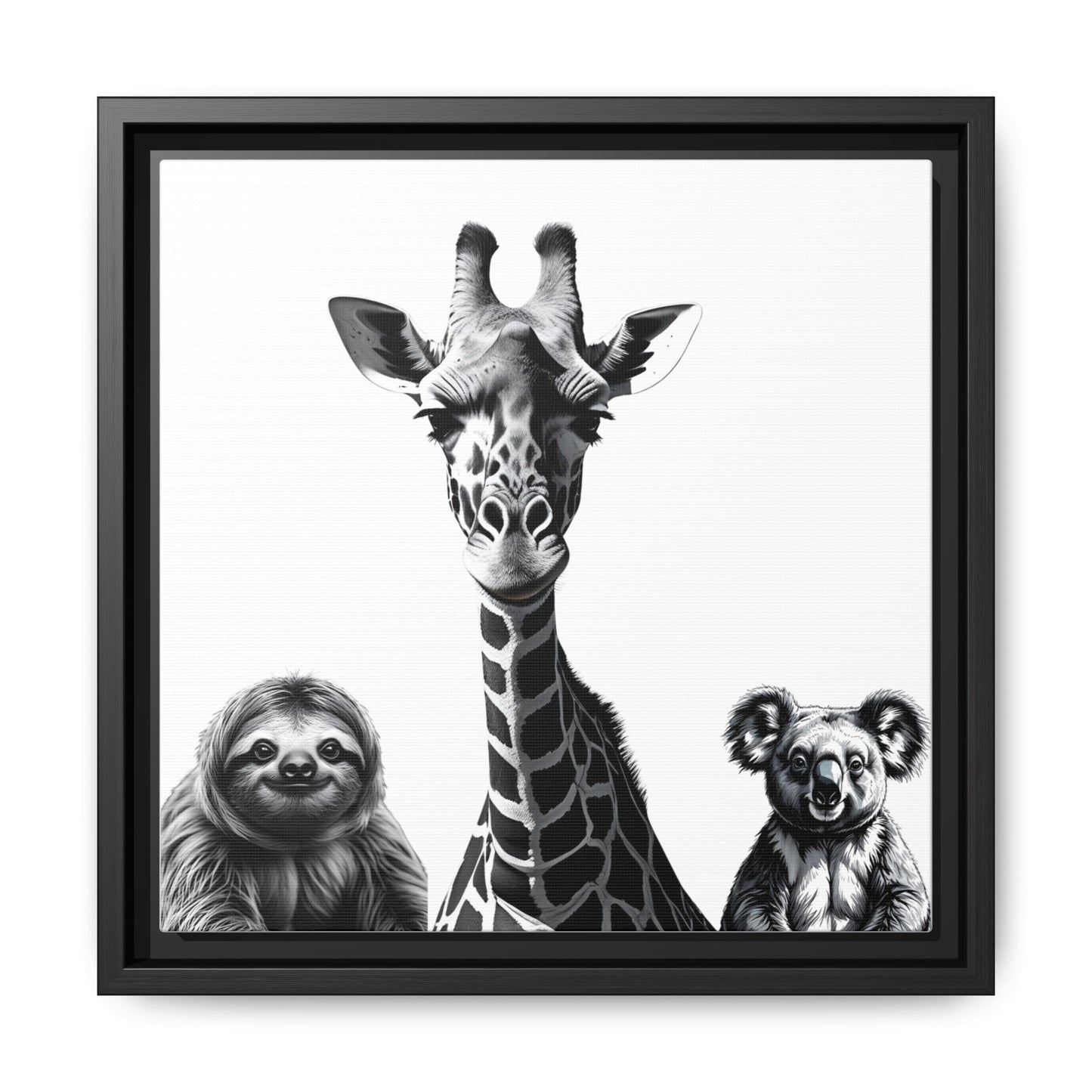 playful animal giraffe, sloth, koala print
