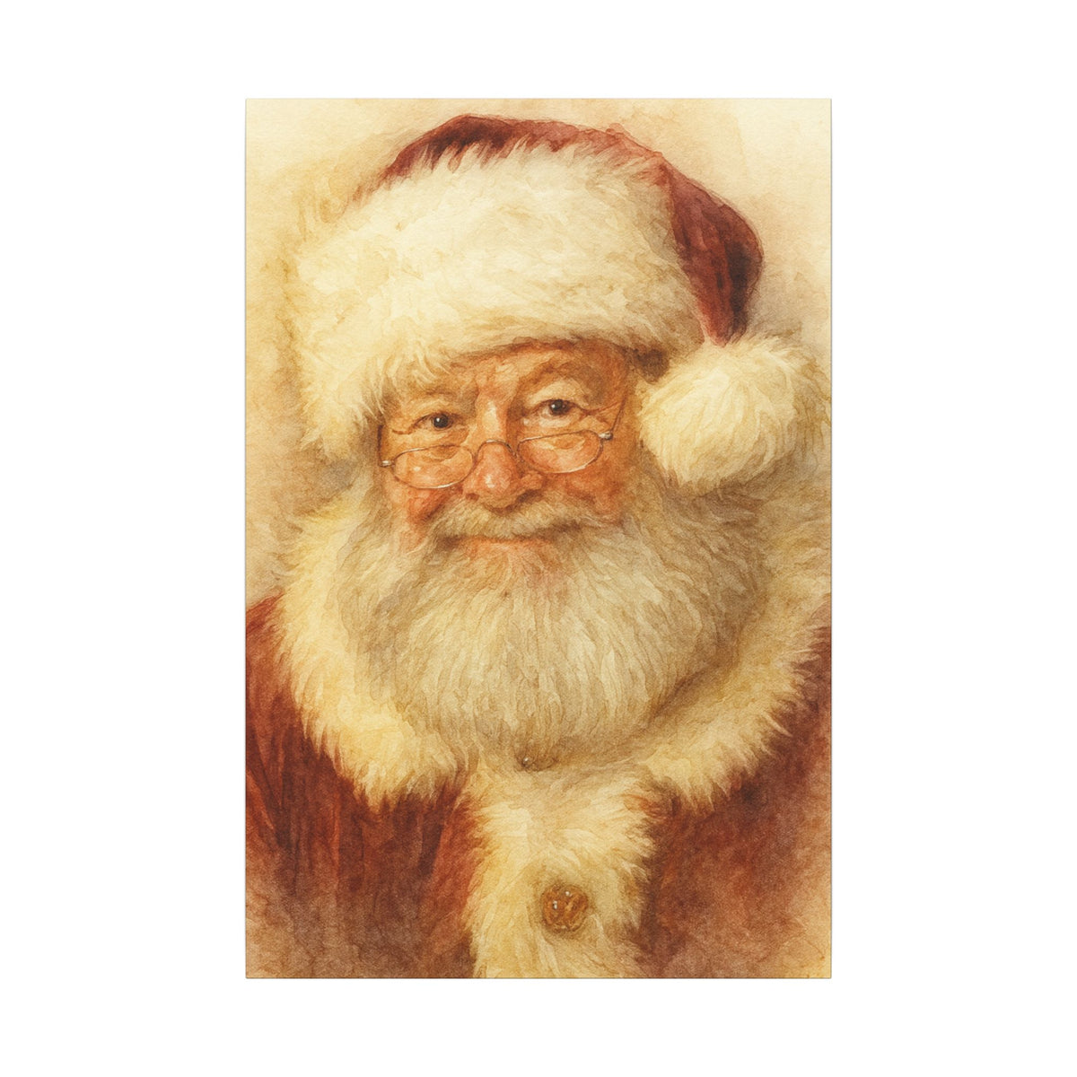 Vintage Santa Claus Portrait Canvas Wall Art – Unframed Christmas Décor Mantle Art