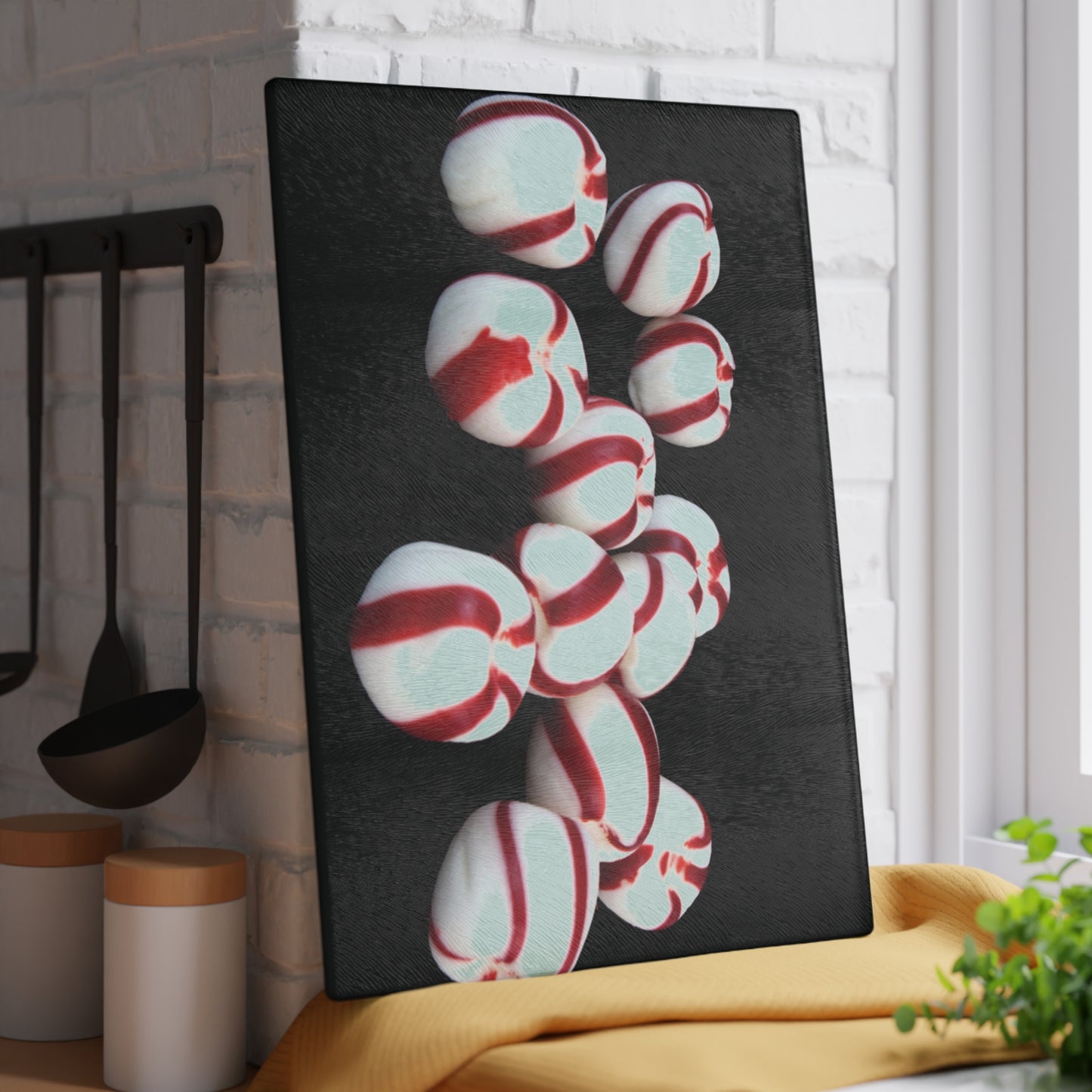 Peppermint Candy Glass Cutting Board | Festive Christmas Kitchen Decor