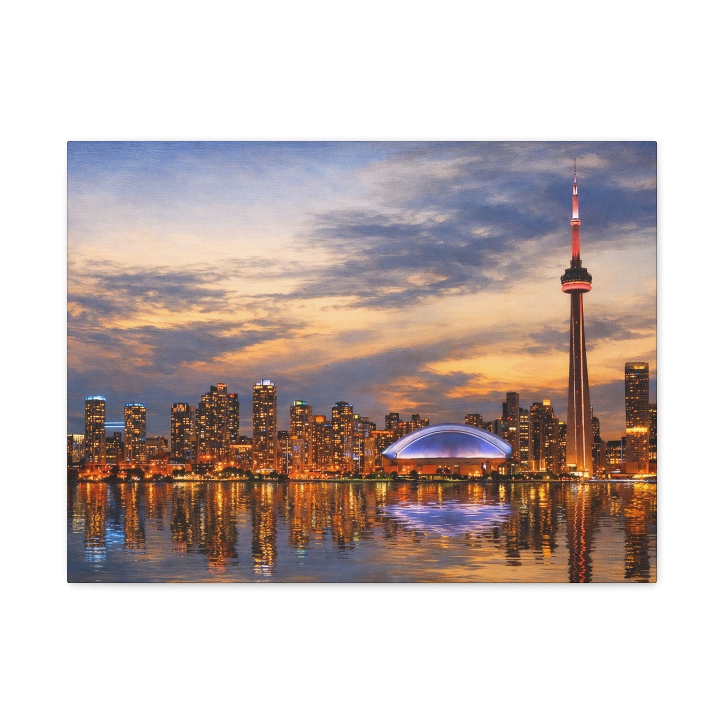 Toronto Skyline Matte Stretched Canvas, Toronto Skyline Canvas Wall Art, Urban City Art Print