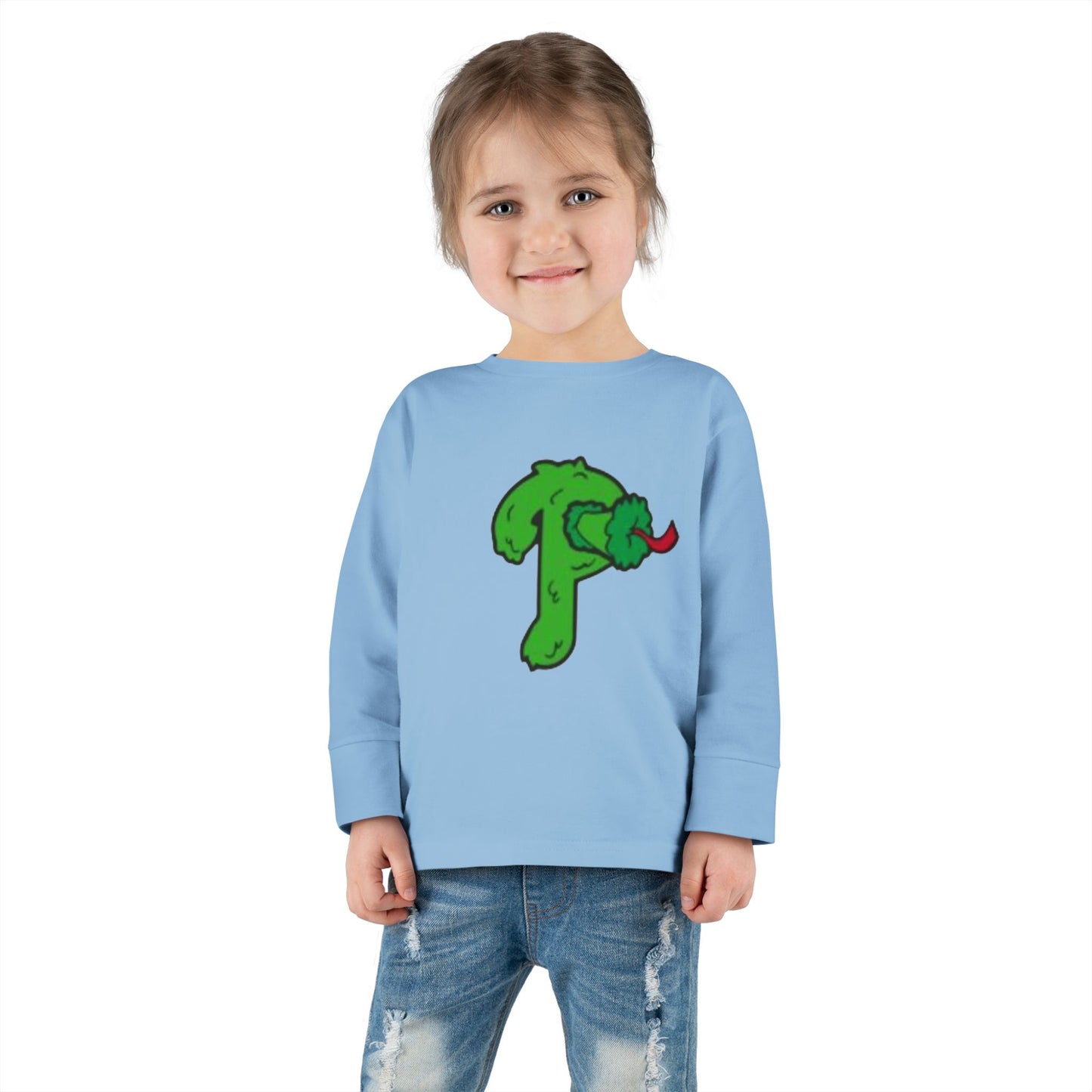 Funny Cartoon Mascot Toddler Long Sleeve Tee | Baseball Fan T-Shirt