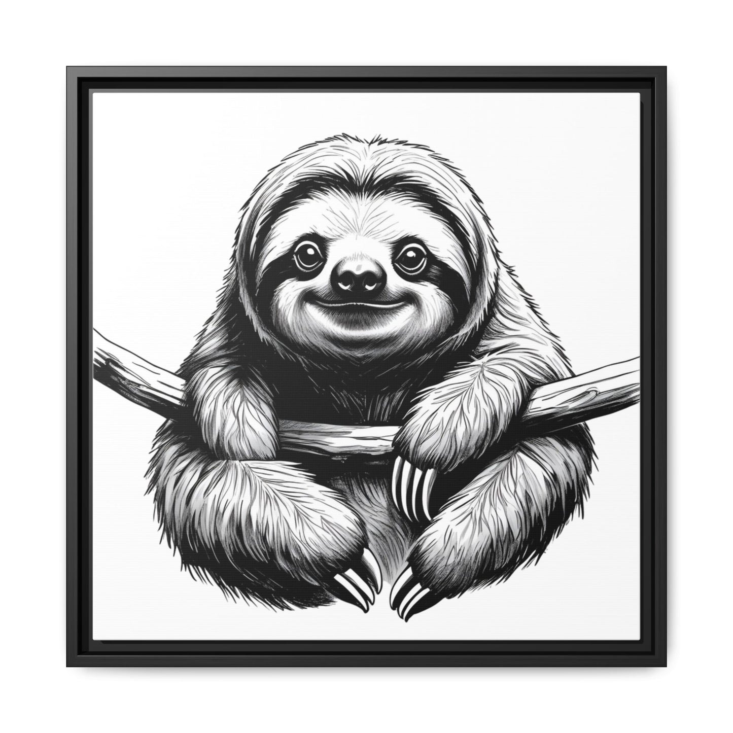 Adorable Sloth Hanging from Tree Branch Black & White Animal Wall Art, Cute Sloth Print, Jungle Theme Nursery Decor, Baby Shower Gift
