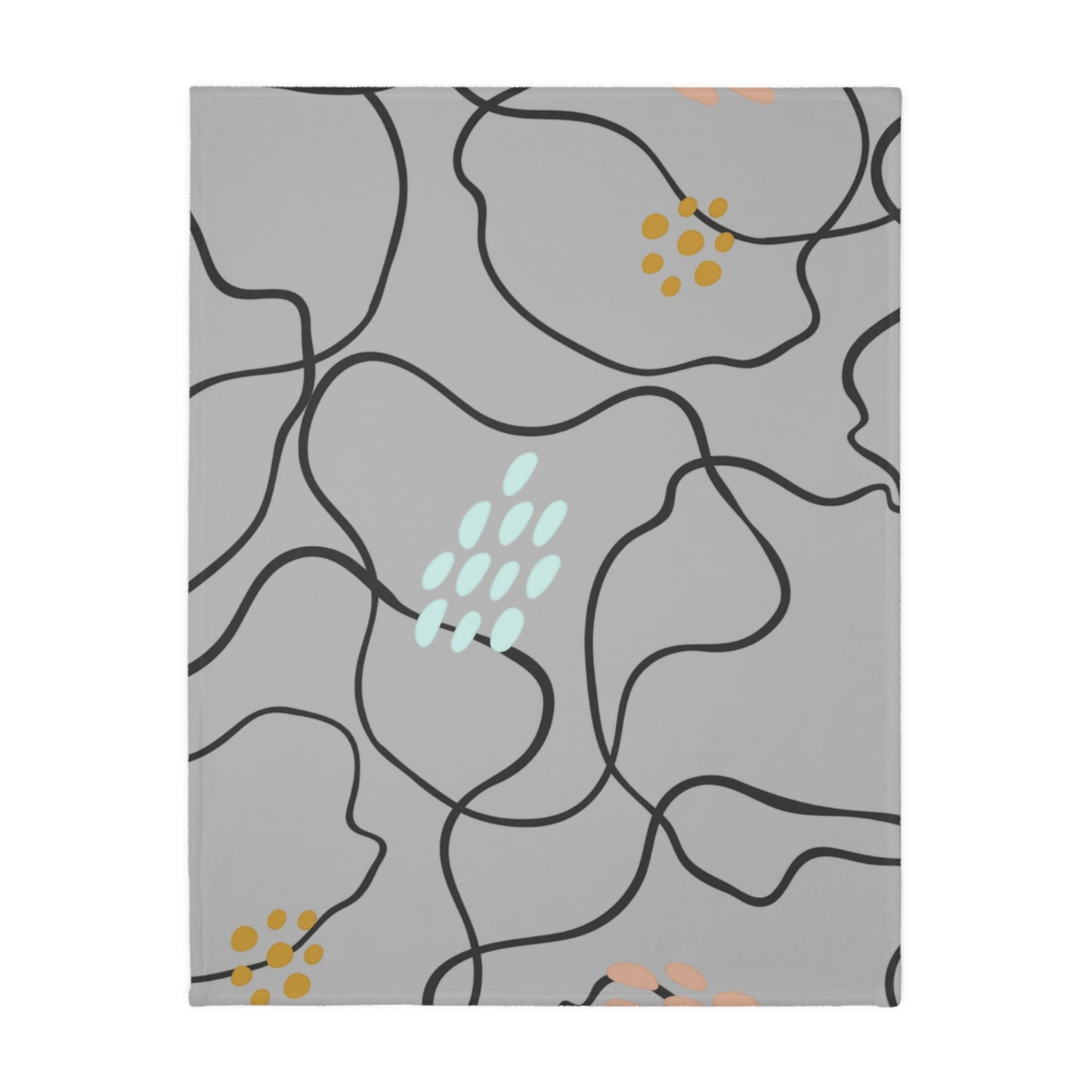 Abstract Line Art Floral Velveteen Blanket | Microfiber Two-Sided Print