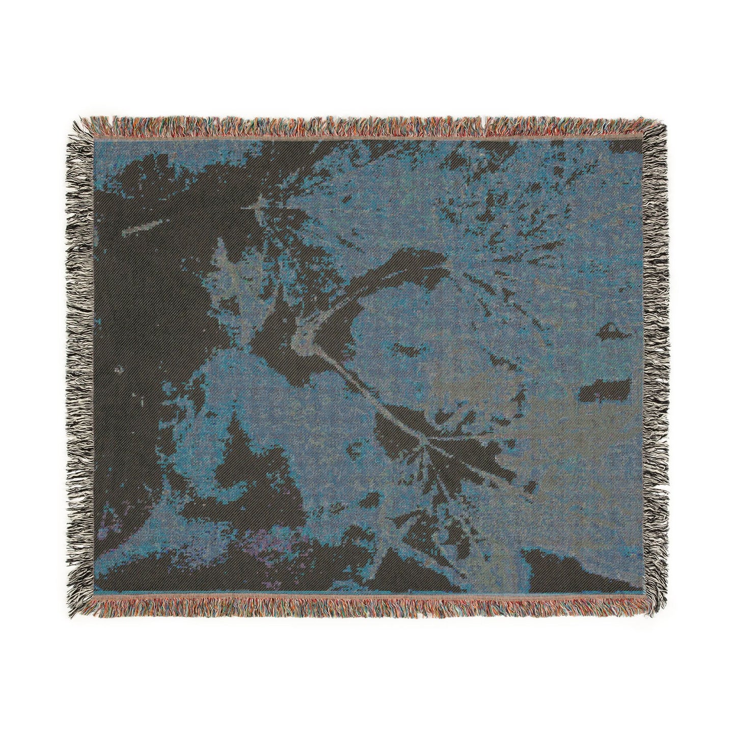 Eco Botanical Woven Throw Blanket | Neutral Leaf Tapestry Decor