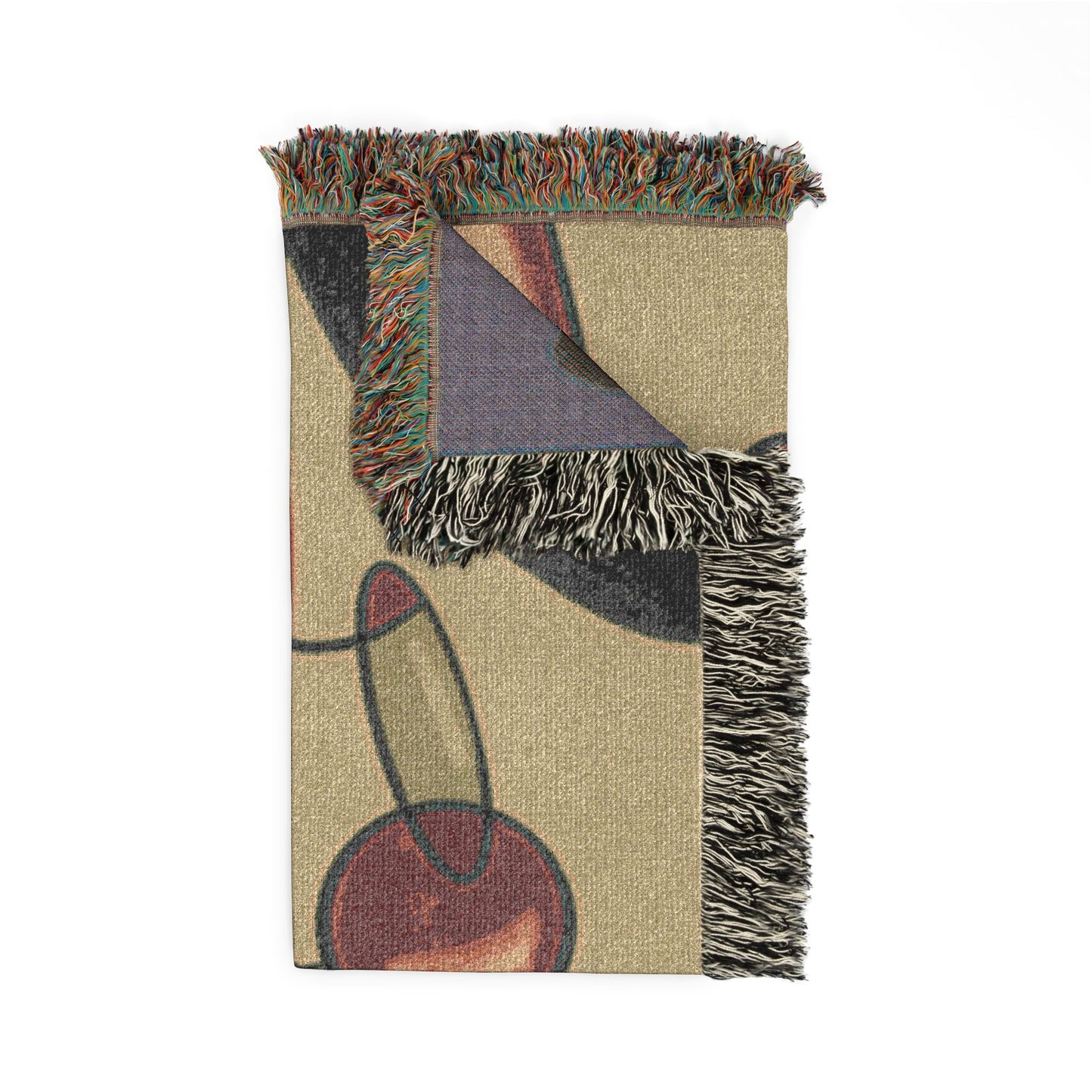 Mid Century Modern Abstract Woven Throw Blanket – Retro Art Deco Geometric Design