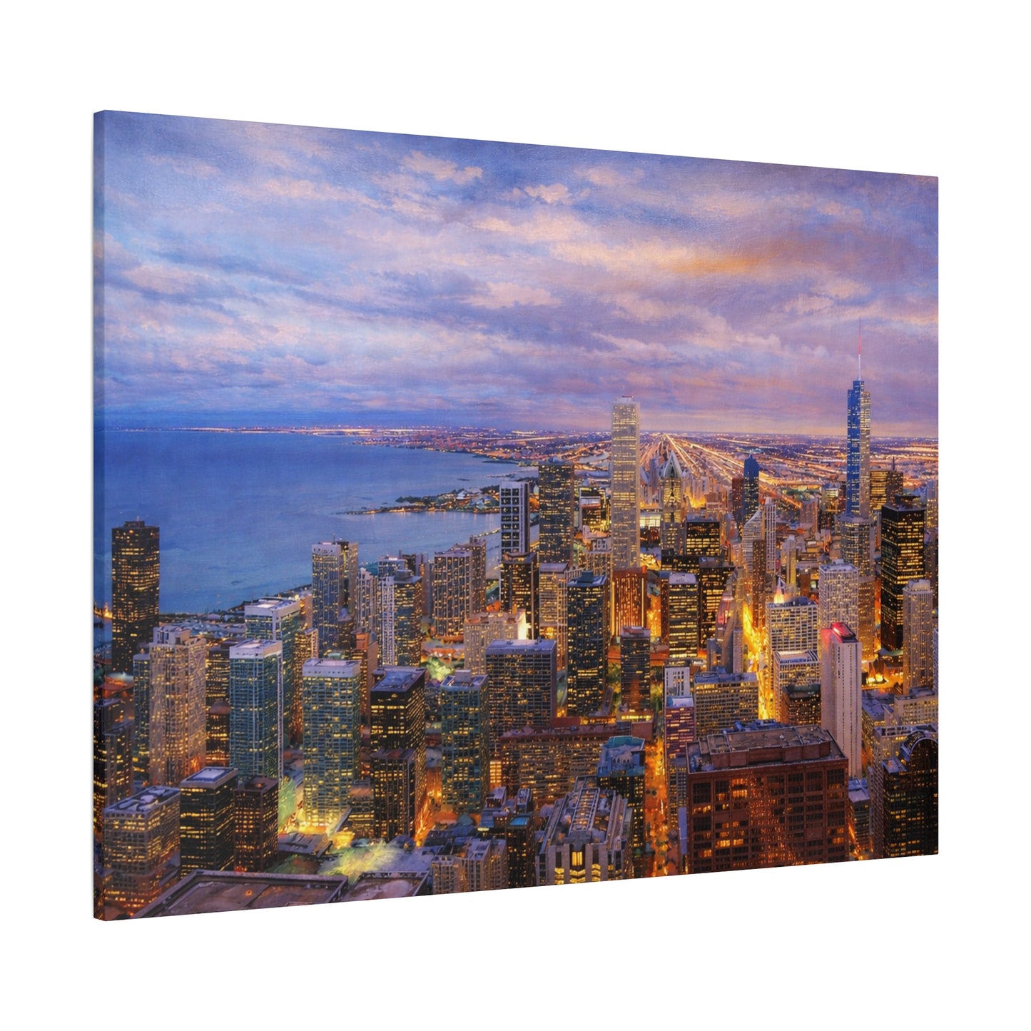Chicago Skyline Canvas Wall Art – Sunset Cityscape Print, Downtown Chicago Decor, Urban Skyline Wall Decor