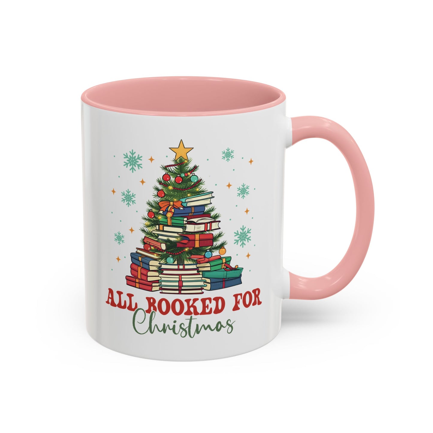 Christmas Booked Coffee Mug (11, 15oz) Holiday Book Lover Gift Festive Reading Mug Xmas Tree Teacher Gift