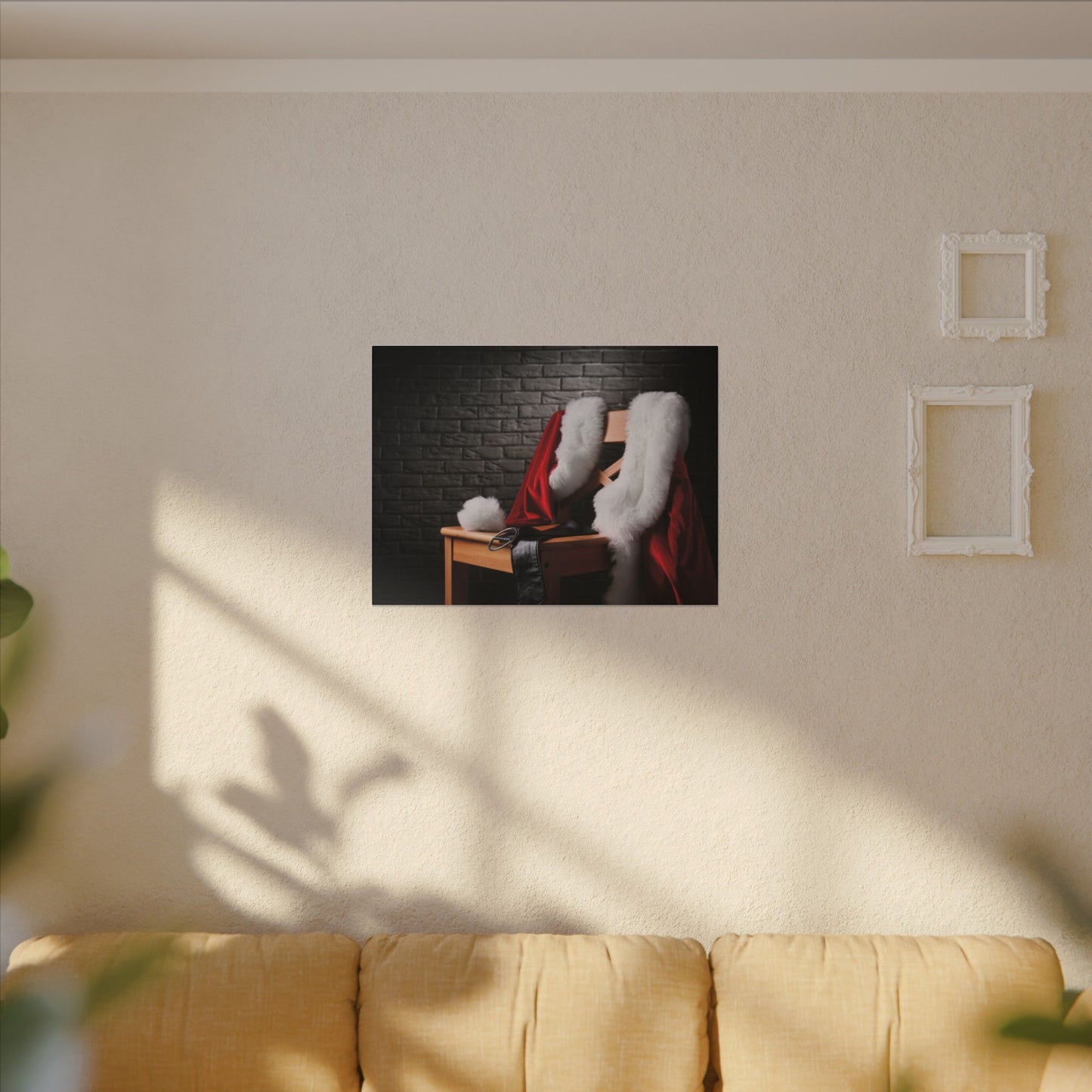 Canvas Wall Art, Santa Claus Belt Jacket Hat Festive Holiday Decor, Christmas Print