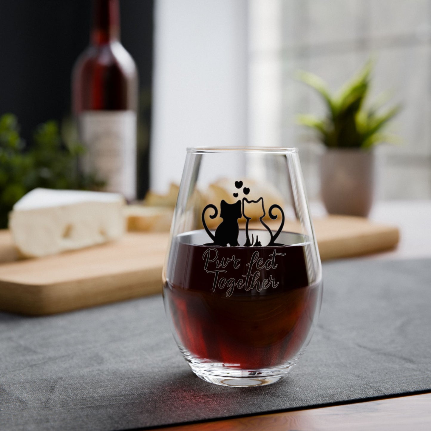 Purr-fect Together Cat Wine Glass | Cute Couples Gift