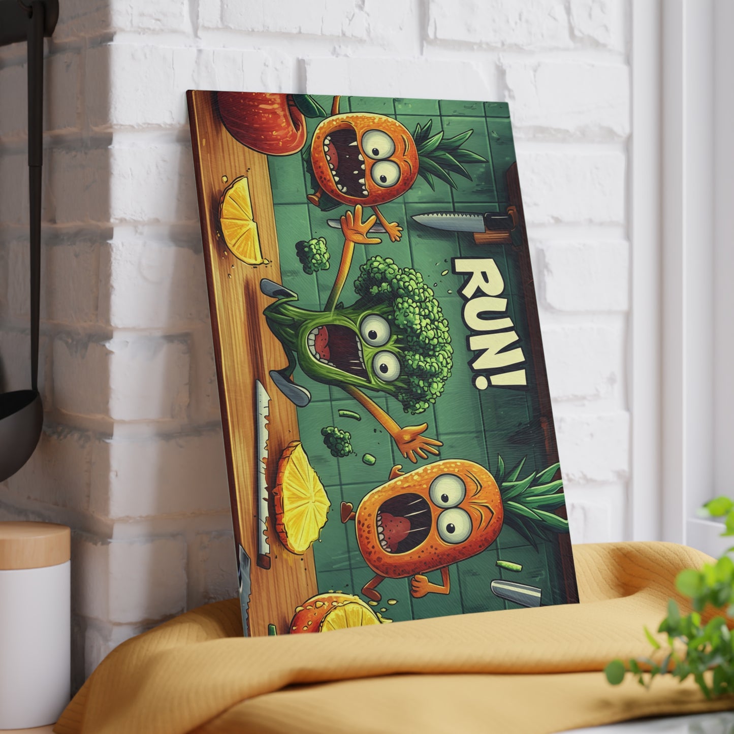 Funny Veggie Glass Cutting Board | Whimsical Kitchen Decor Gift