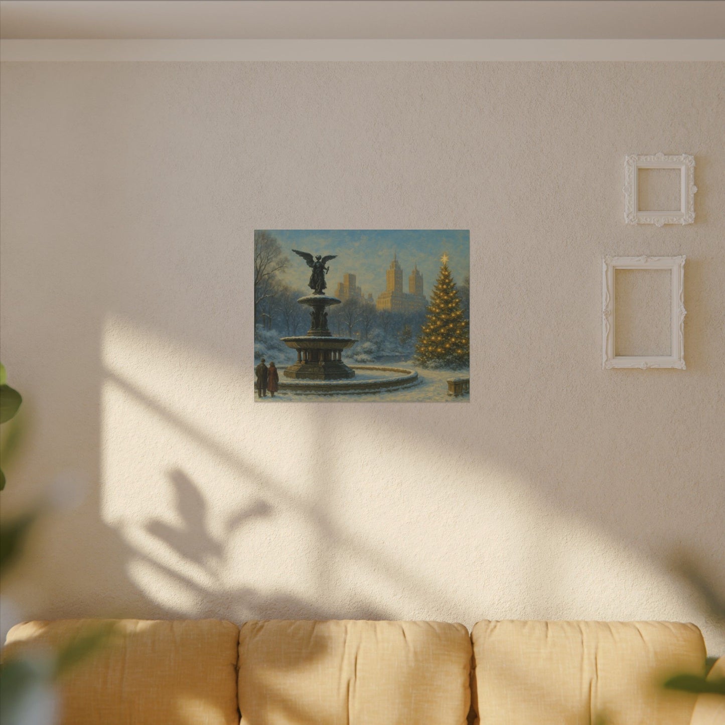 Vintage Christmas's Canvas, Bethesda Terrace Christmas Canvas Print, Central Park NYC  Art