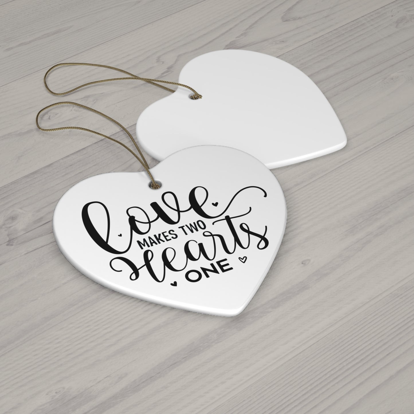 Christmas Ornament Holiday Love Makes Two Hearts One Tree Decoration Love Ornament