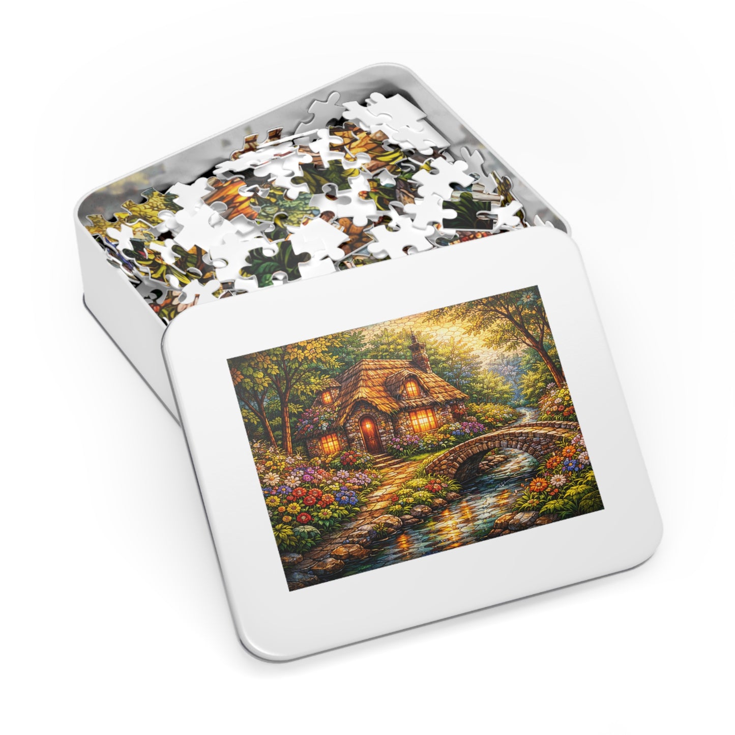 Cozy Cottage by Stream Jigsaw Puzzle