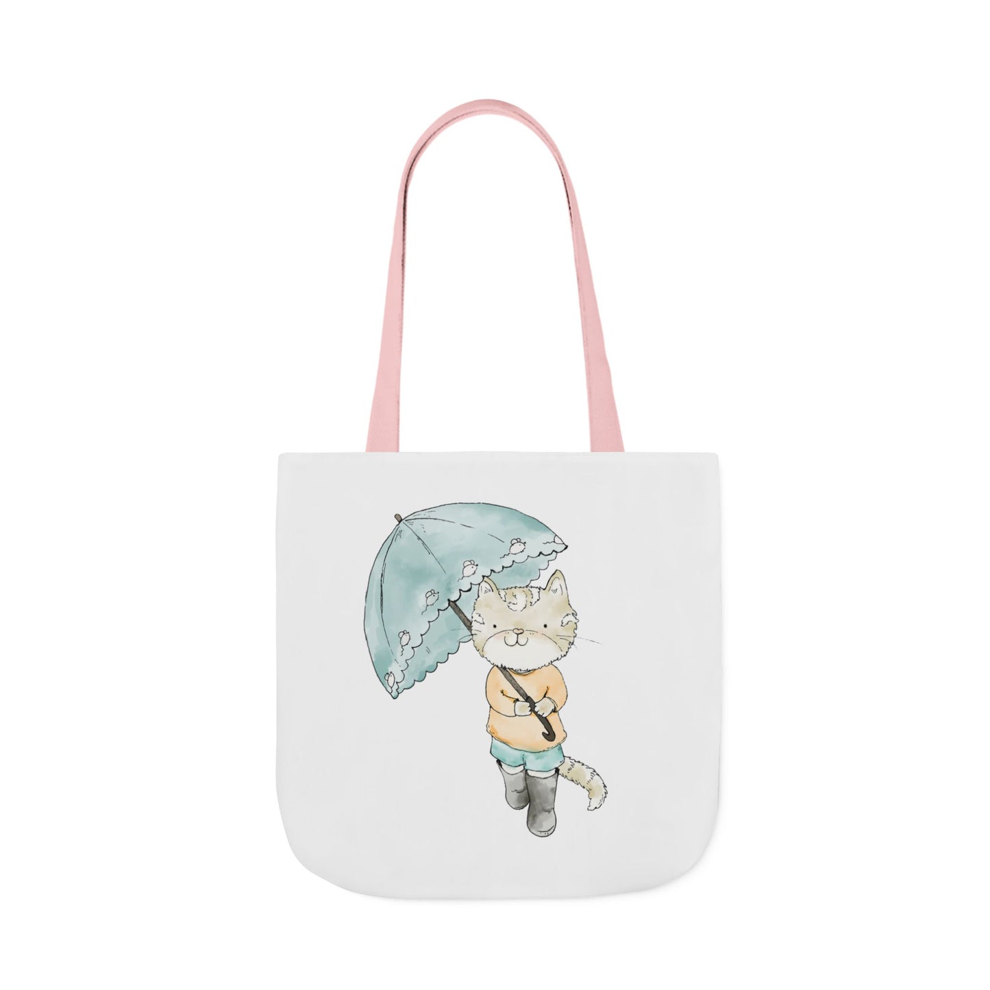 Cat Lover Tote Bag Cute Kitty with Umbrella Rain Boots Cat Lover Eco Tote Bag
