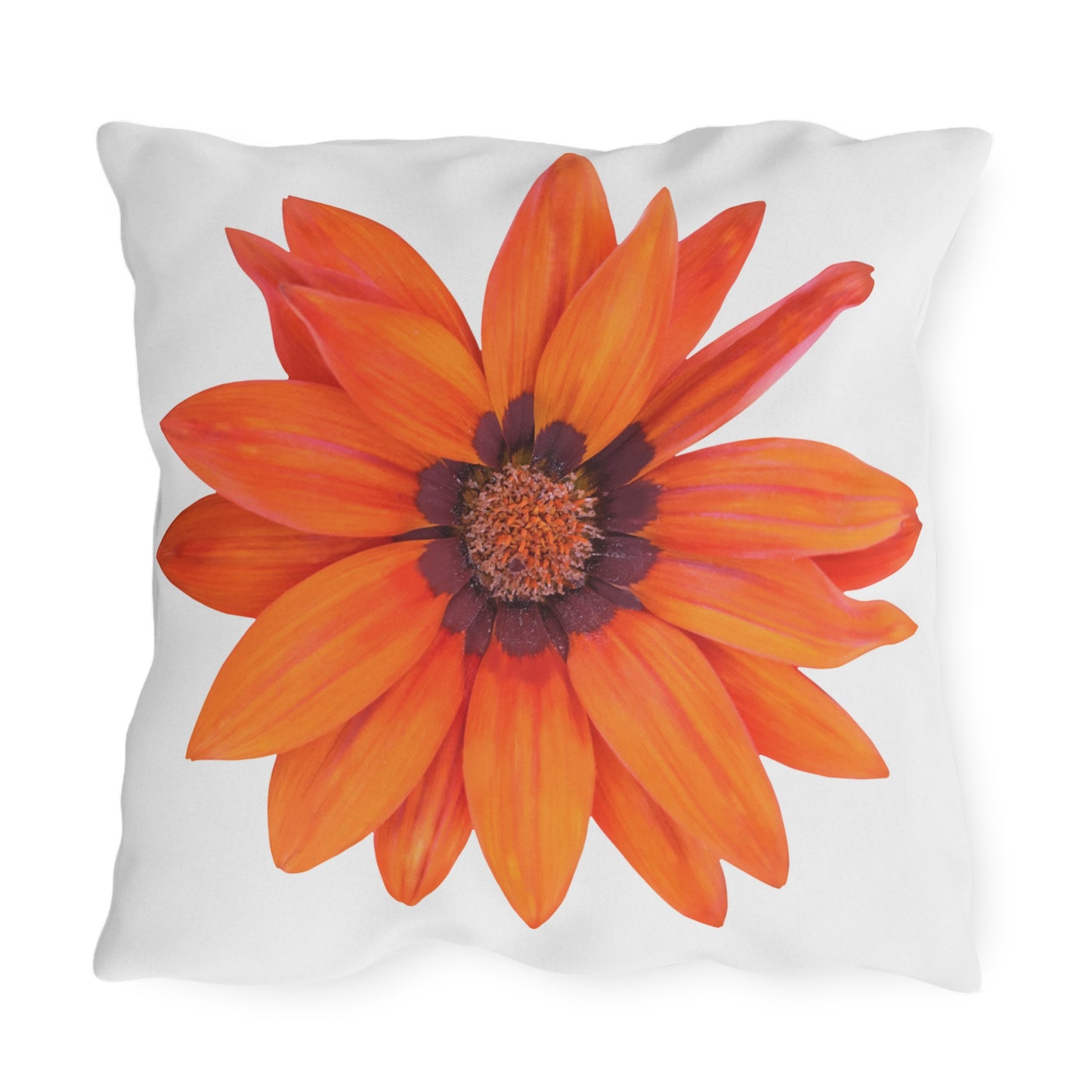 Bright Orange Flower Outdoor Throw Pillow | Floral Garden Patio Cushion