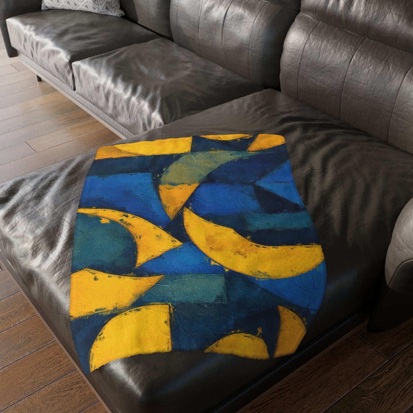 Celestial Moon & Sun Velveteen Throw Blanket | Abstract Geometric Decor