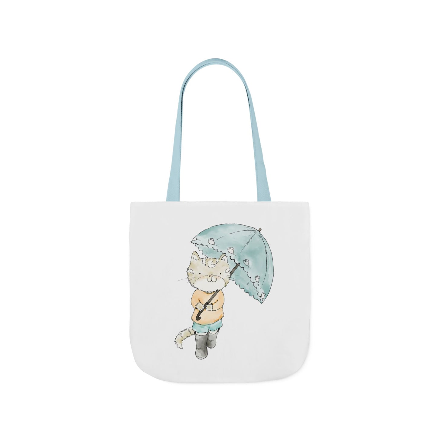 Cat Lover Tote Bag Cute Kitty with Umbrella Rain Boots Cat Lover Eco Tote Bag