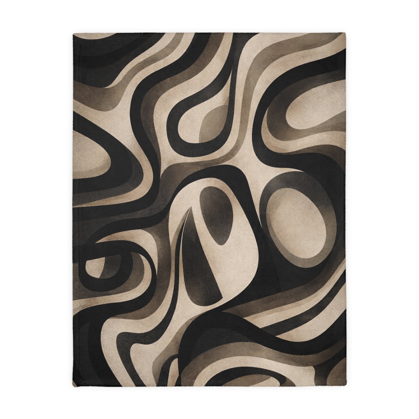 Abstract Retro Swirl Blanket – Neutral Modern Pattern Cozy Throw