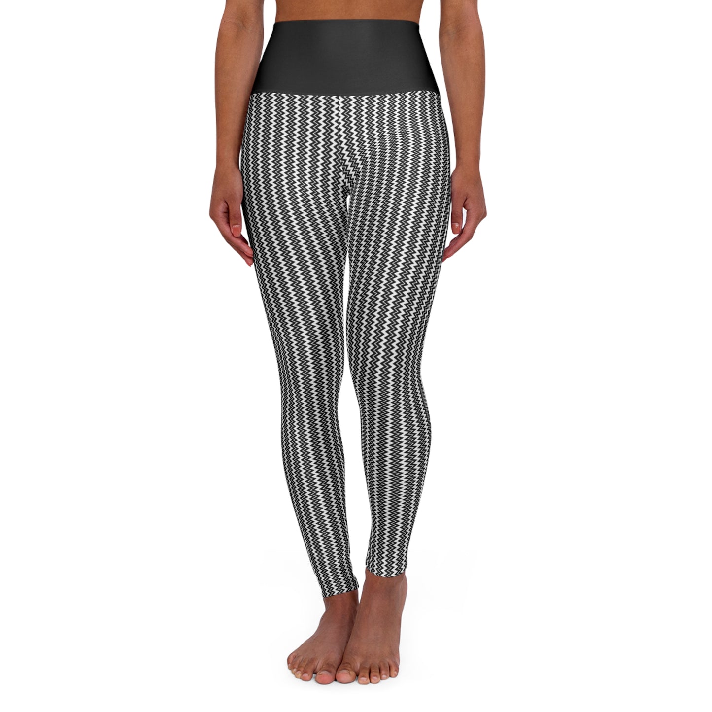 Striped High-Waist Yoga Leggings — Gray Vertical Stripe Activewear