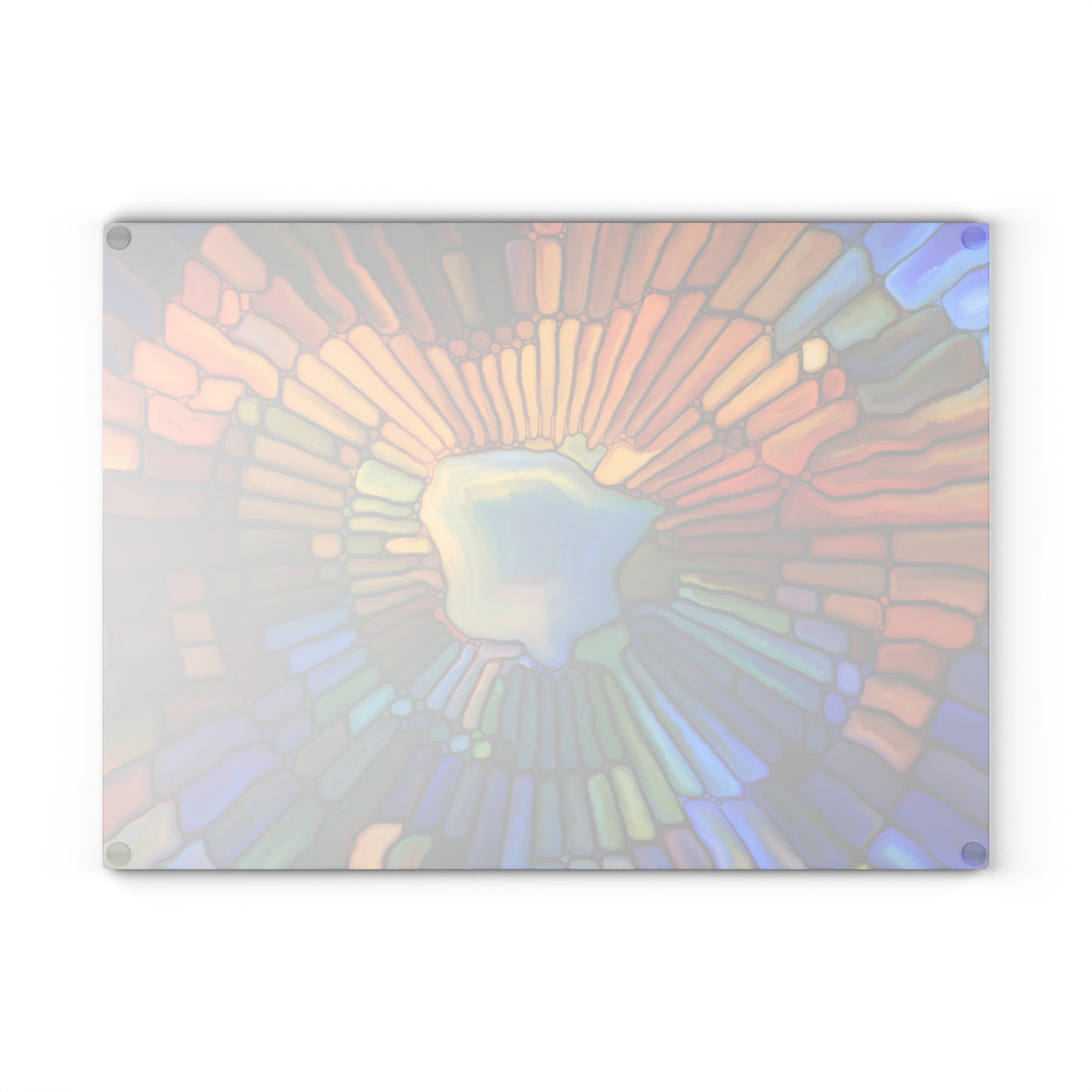 Stained Glass Sunburst Glass Cutting Board | Colorful Mosaic Kitchen Board