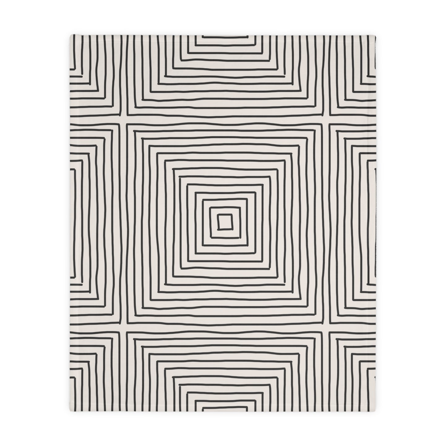 Hand-drawn Geometric Squares Blanket | Velveteen Microfiber Throw