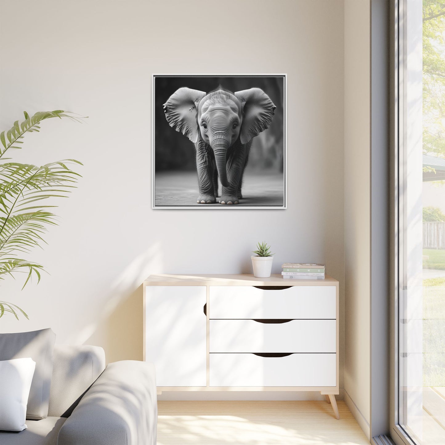 Adorable Baby Elephant Wall Art Black & White Wildlife Photography Print, Cute Safari Animal Home Decor, Elephant Lover Gift