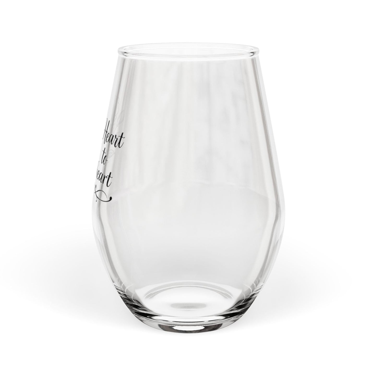 Heart to Heart Rose Stemless Wine Glass – Romantic Gift for Her, 11.75oz