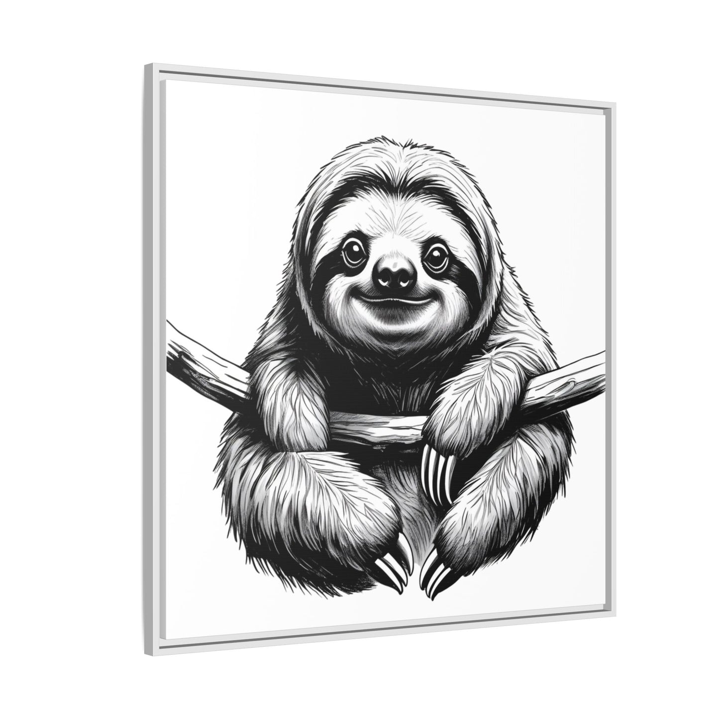 Adorable Sloth Hanging from Tree Branch Black & White Animal Wall Art, Cute Sloth Print, Jungle Theme Nursery Decor, Baby Shower Gift