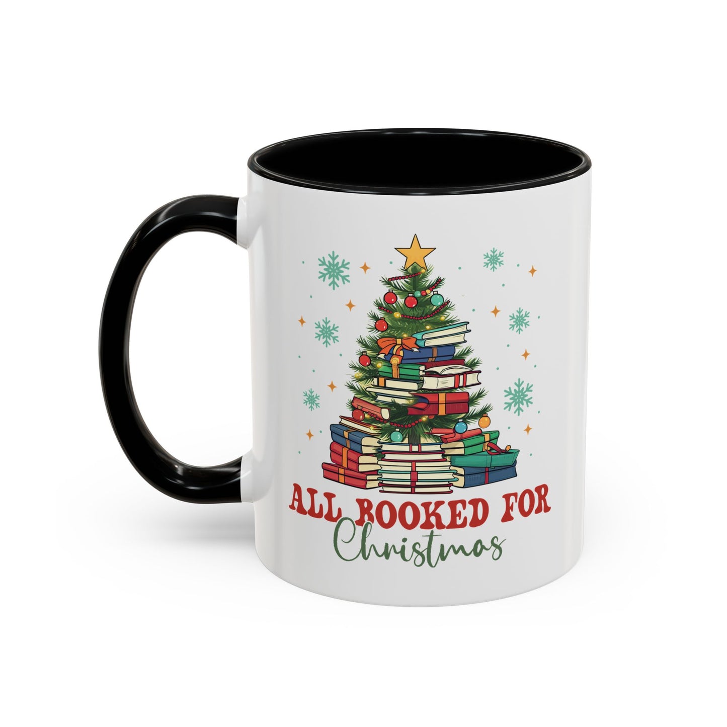 Christmas Booked Coffee Mug (11, 15oz) Holiday Book Lover Gift Festive Reading Mug Xmas Tree Teacher Gift