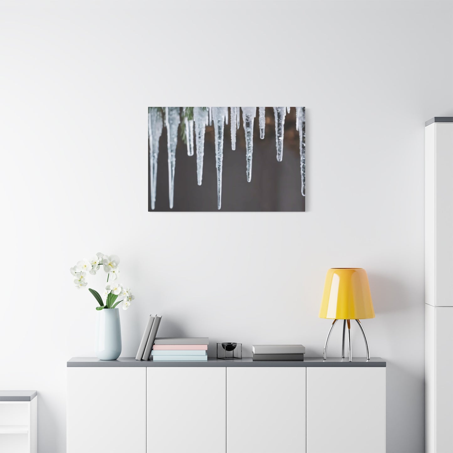Icicles on Pine Branch Christmas Wall Art | Winter Mantle Decor